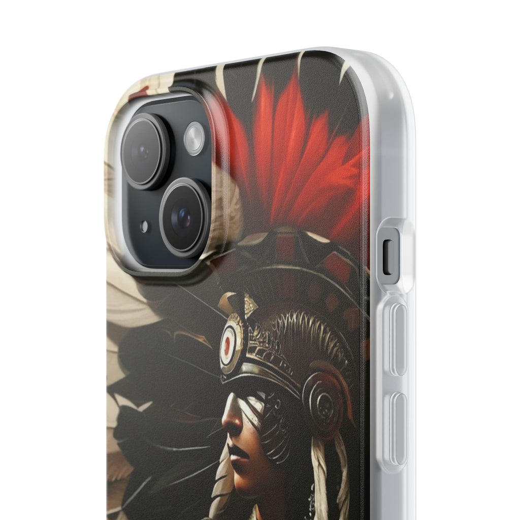 Aztec Fierce Warrior – Flexi Phone Case (iPhone & Samsung • Clear TPU • Made in USA • Personalized Option)