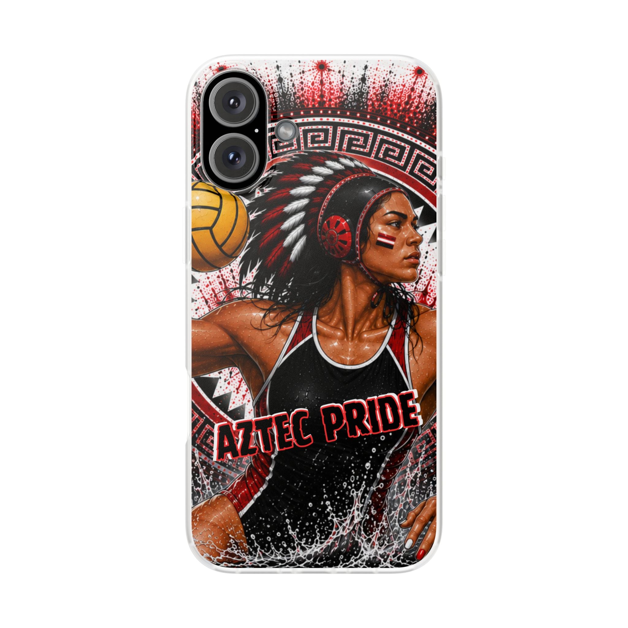 Aztec Water Polo Warrior – Flexi Phone Case (iPhone & Samsung • Clear TPU • Made in USA • Personalized Option)