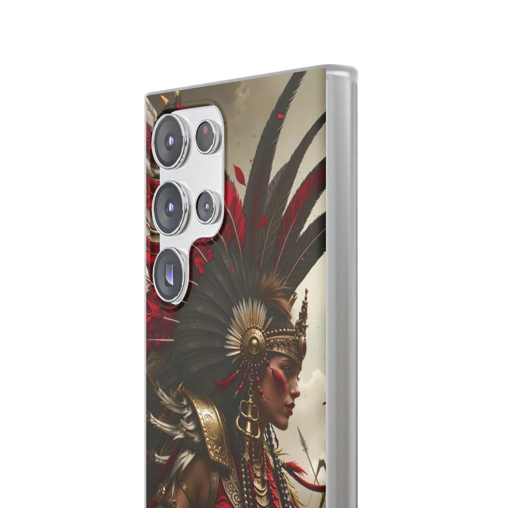 Aztec Warrior Queen – Flexi Phone Case (iPhone & Samsung • Clear TPU • Made in USA • Personalized Option)