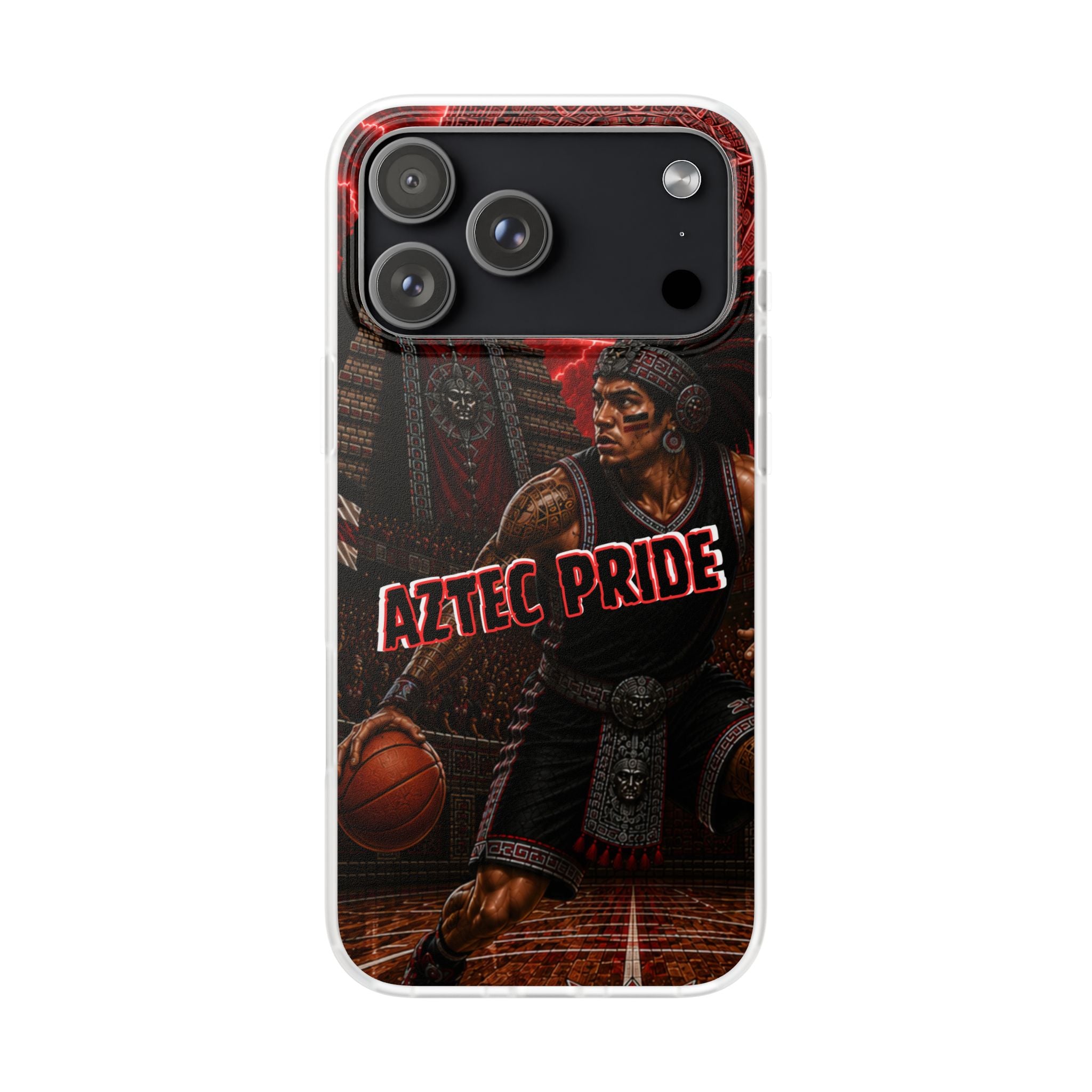 Aztec Basketall Warrior – Flexi Phone Case (iPhone & Samsung • Clear TPU • Made & Shipped in the USA • 🚚 FREE USA Shipping • Personalized Option)