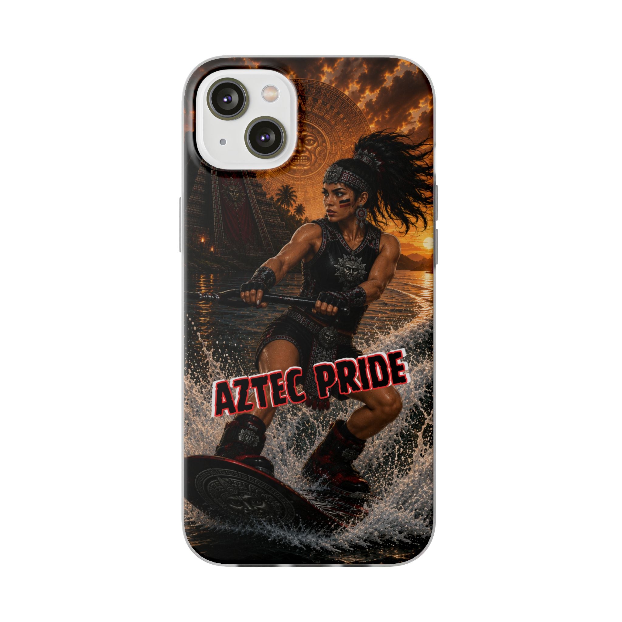 Aztec Wakeboard Female Warrior – Flexi Phone Case (iPhone & Samsung • Clear TPU • Made & Shipped in the USA • 🚚 FREE USA Shipping • Personalized Option)