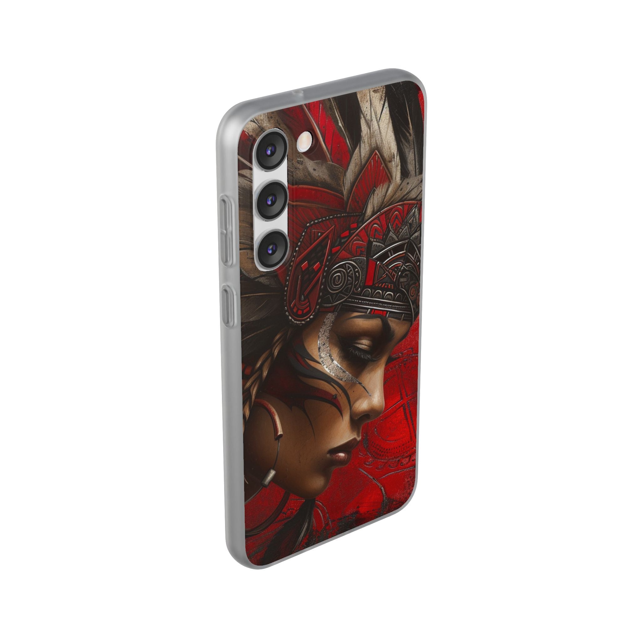 Aztec Sun Goddess – Flexi Phone Case (iPhone & Samsung • Clear TPU • Made in USA • Personalized Option)