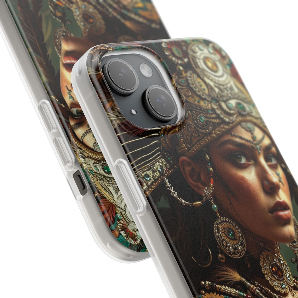 Aztec Warrior Goddess – Flexi Phone Case (iPhone & Samsung • Clear TPU • Made in USA • Personalized Option)