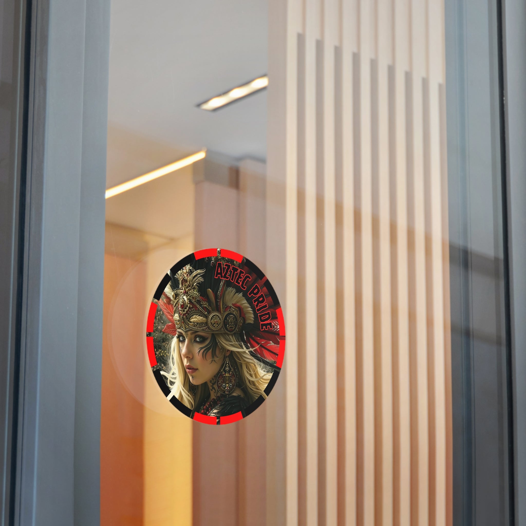 Aztec Fireheart Queen Round Vinyl Sticker – Waterproof Matte Decal (2”–6”)