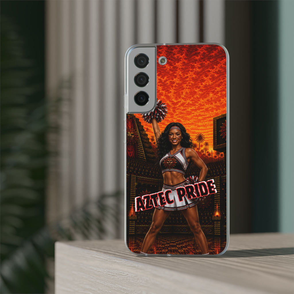 Aztec Cheerleader Warrior – Flexi Phone Case (iPhone & Samsung • Clear TPU • Made & Shipped in the USA • 🚚 FREE USA Shipping • Personalized Option)