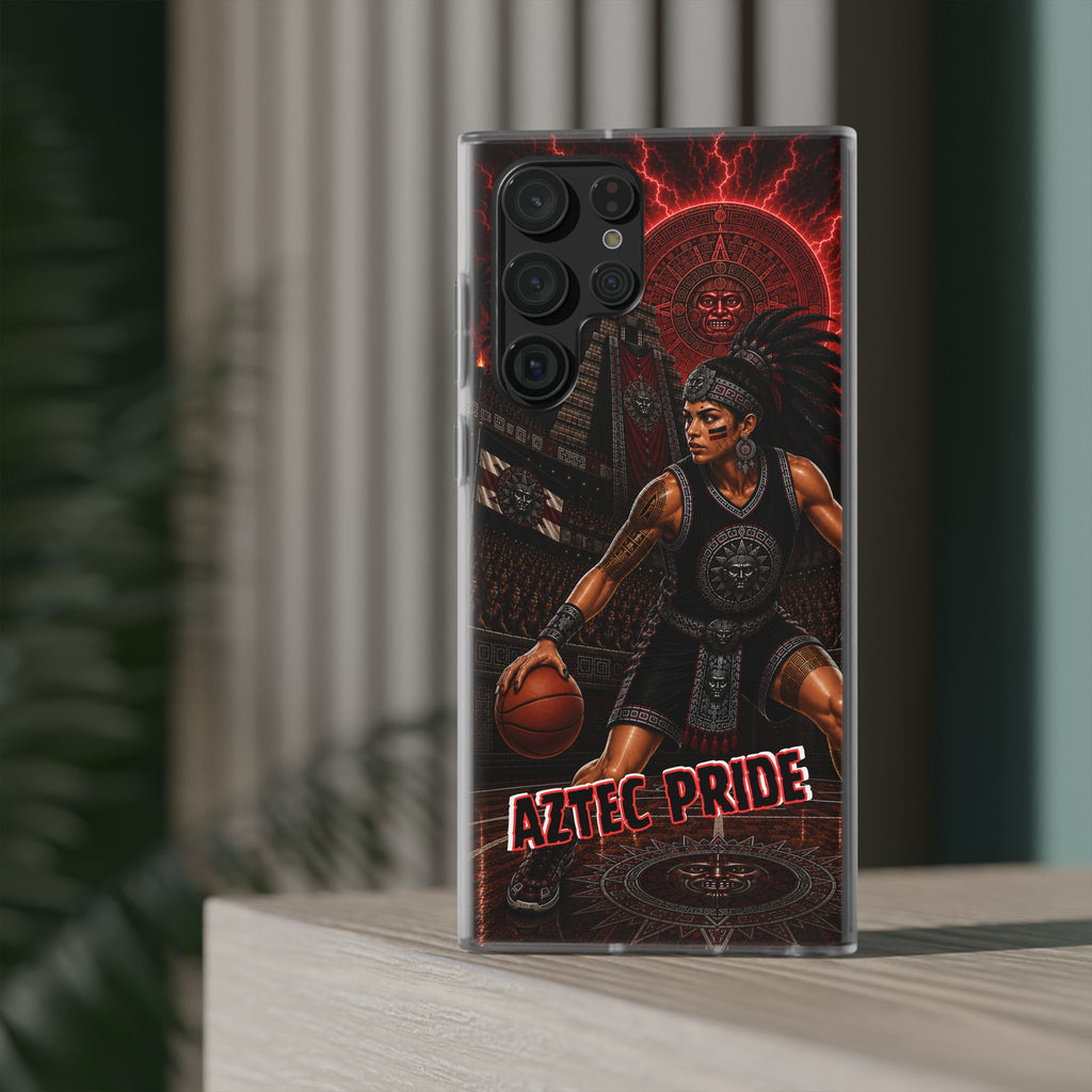 Aztec Basketball Female Warrior – Flexi Phone Case (iPhone & Samsung • Clear TPU • Made & Shipped in the USA • 🚚 FREE USA Shipping • Personalized Option)