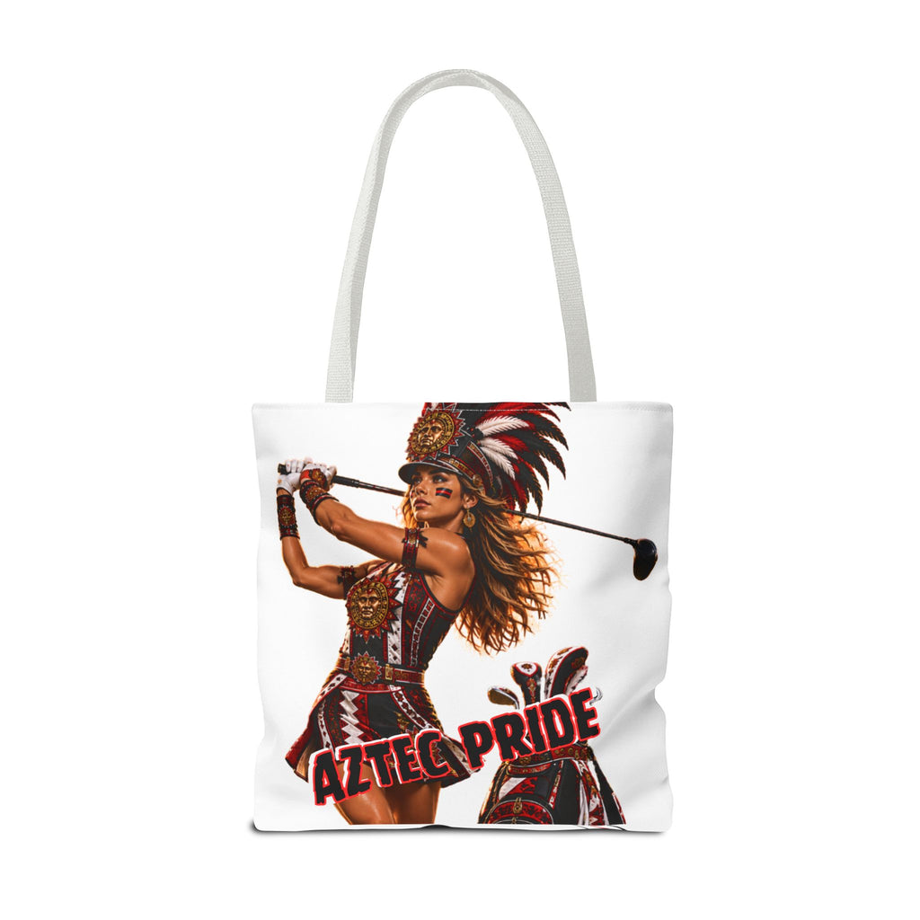 Aztec Golf Female Warrior Tote Bag | Aztec-Inspired AI Art • Made & Shipped in the USA • 🚚 FREE USA Shipping • FREE Personalization