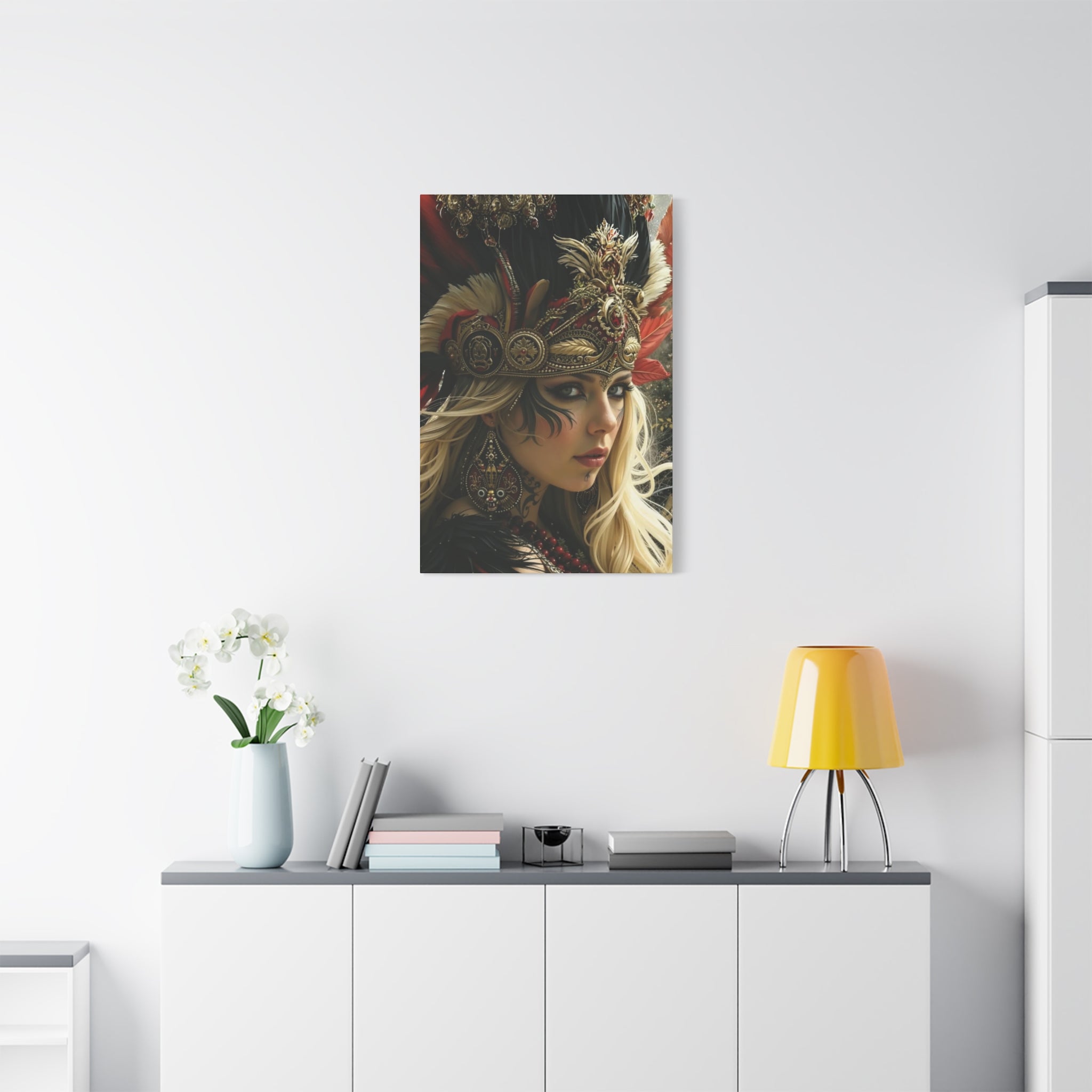 Aztec Fireheart Queen – Bold Aztec Wall Art Canvas