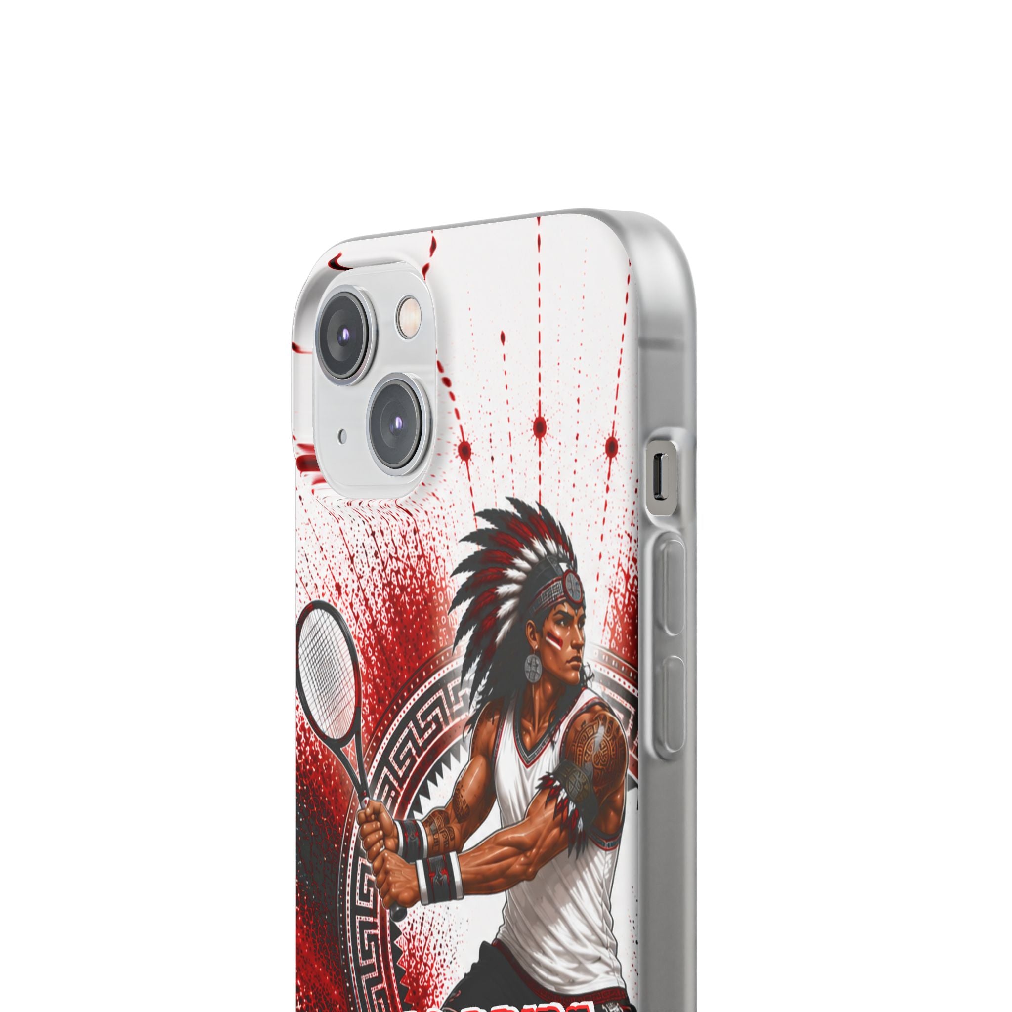 Aztec Tennis Male Warrior – Flexi Phone Case (iPhone & Samsung • Clear TPU • Made & Shipped in the USA • 🚚 FREE USA Shipping • Personalized Option)