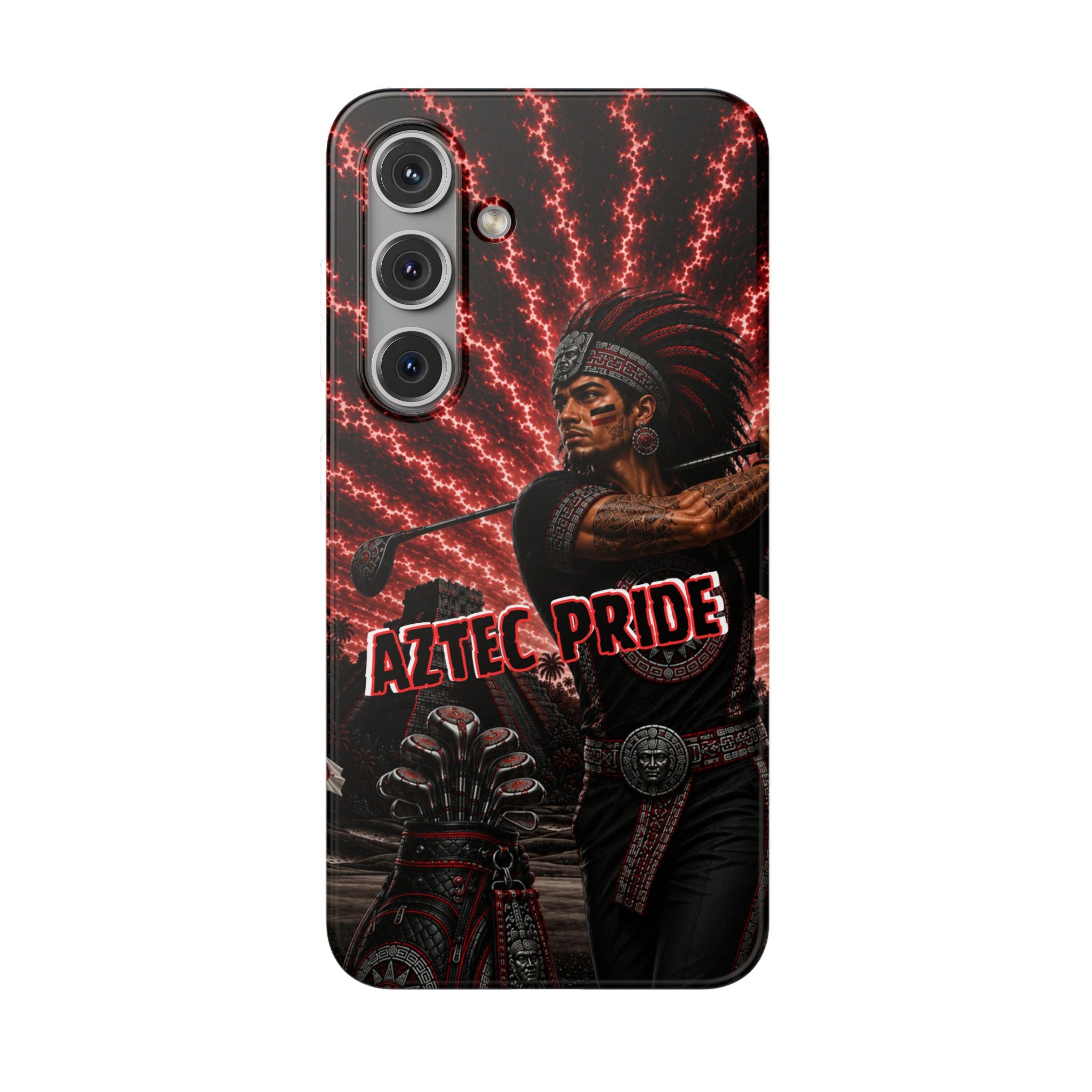 Aztec Golf Male Warrior – Flexi Phone Case (iPhone & Samsung • Clear TPU • Made & Shipped in the USA • 🚚 FREE USA Shipping • Personalized Option)