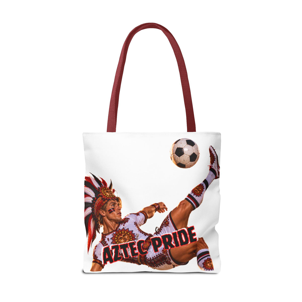 Aztec Soccer Warrior Tote Bag | Aztec-Inspired AI Art • Made & Shipped in the USA • 🚚 FREE USA Shipping • FREE Personalization