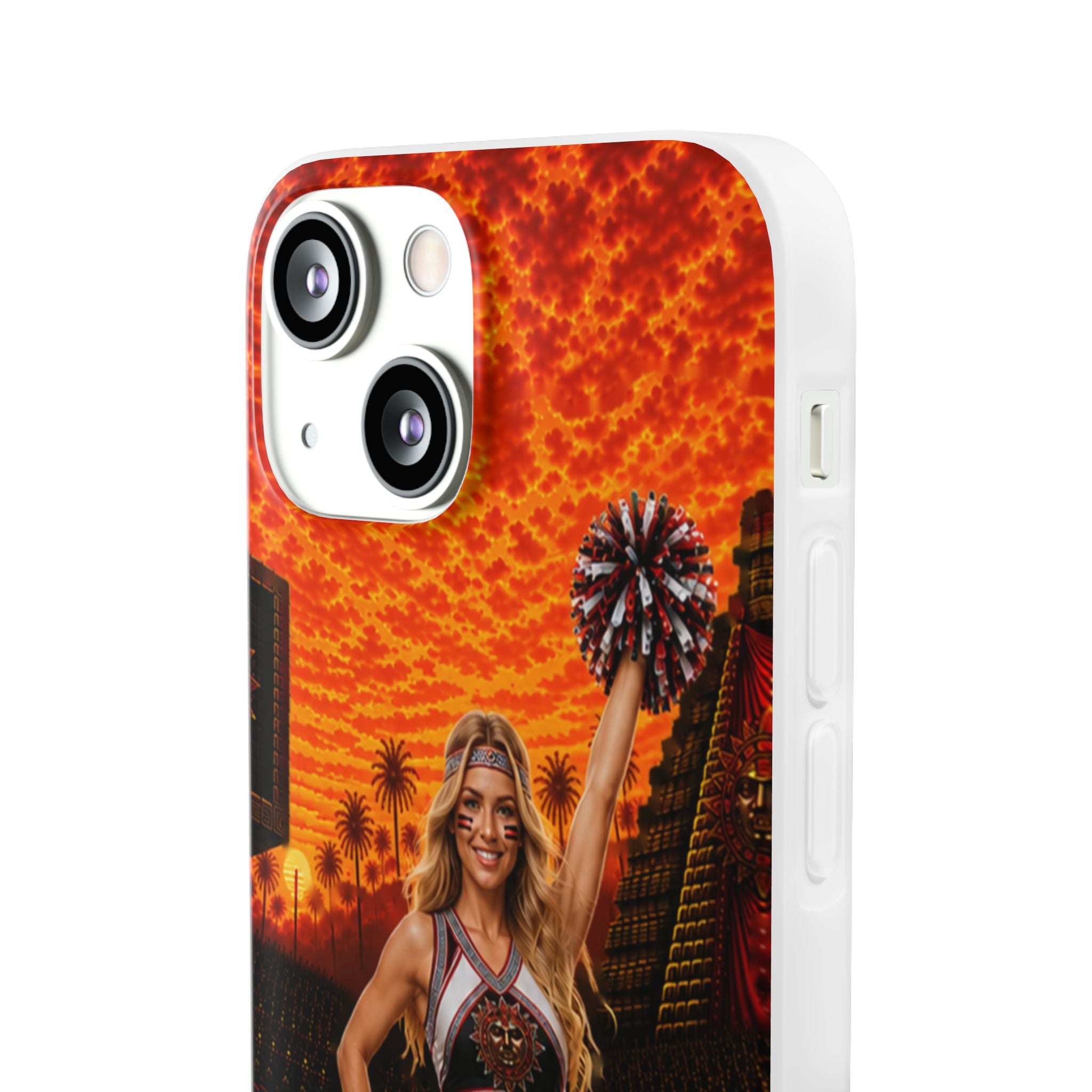 Aztec Cheerleader Warrior – Flexi Phone Case (iPhone & Samsung • Clear TPU • Made & Shipped in the USA • 🚚 FREE USA Shipping • Personalized Option)