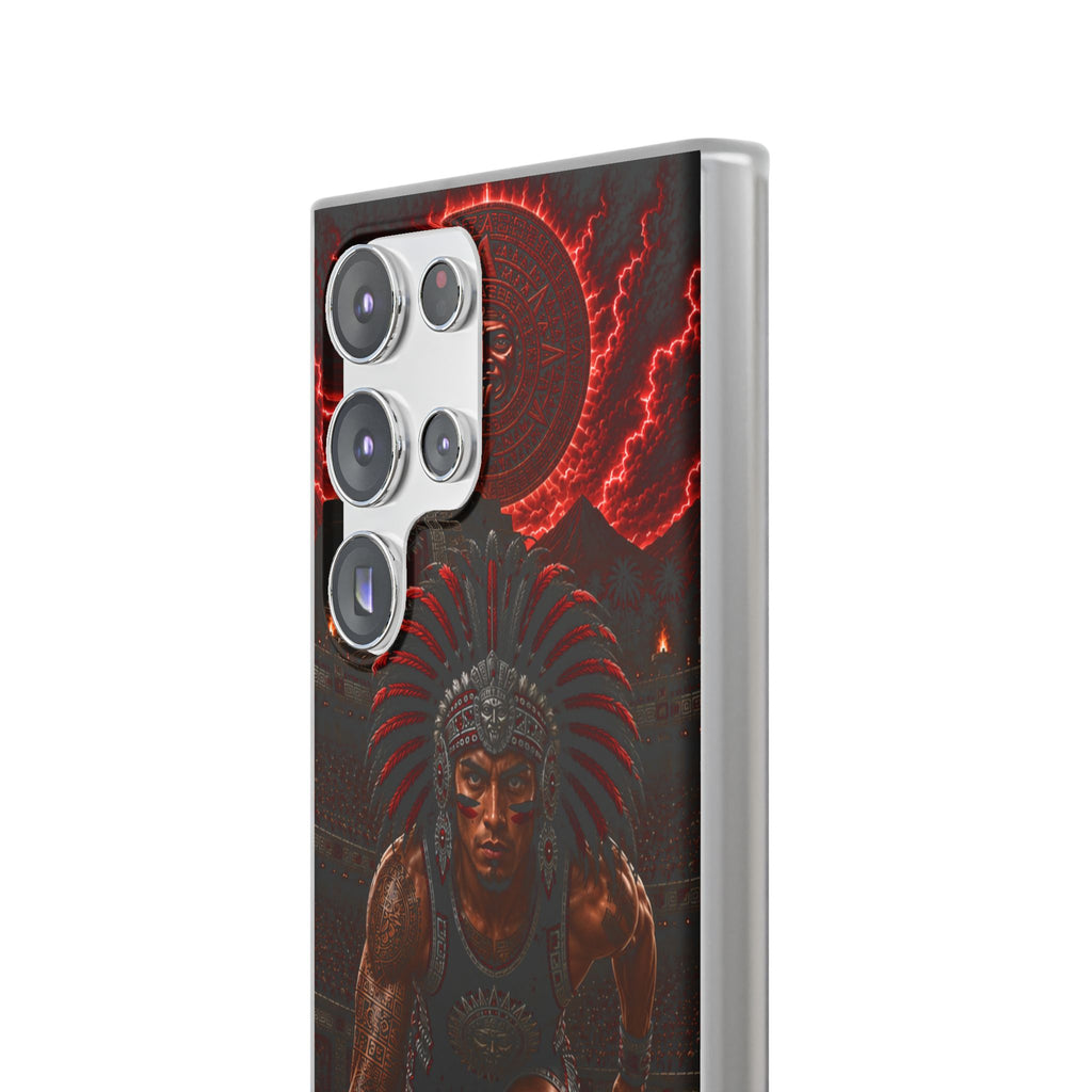 Aztec Track & Field Male Warrior – Flexi Phone Case (iPhone & Samsung • Clear TPU • Made & Shipped in the USA • 🚚 FREE USA Shipping • Personalized Option)