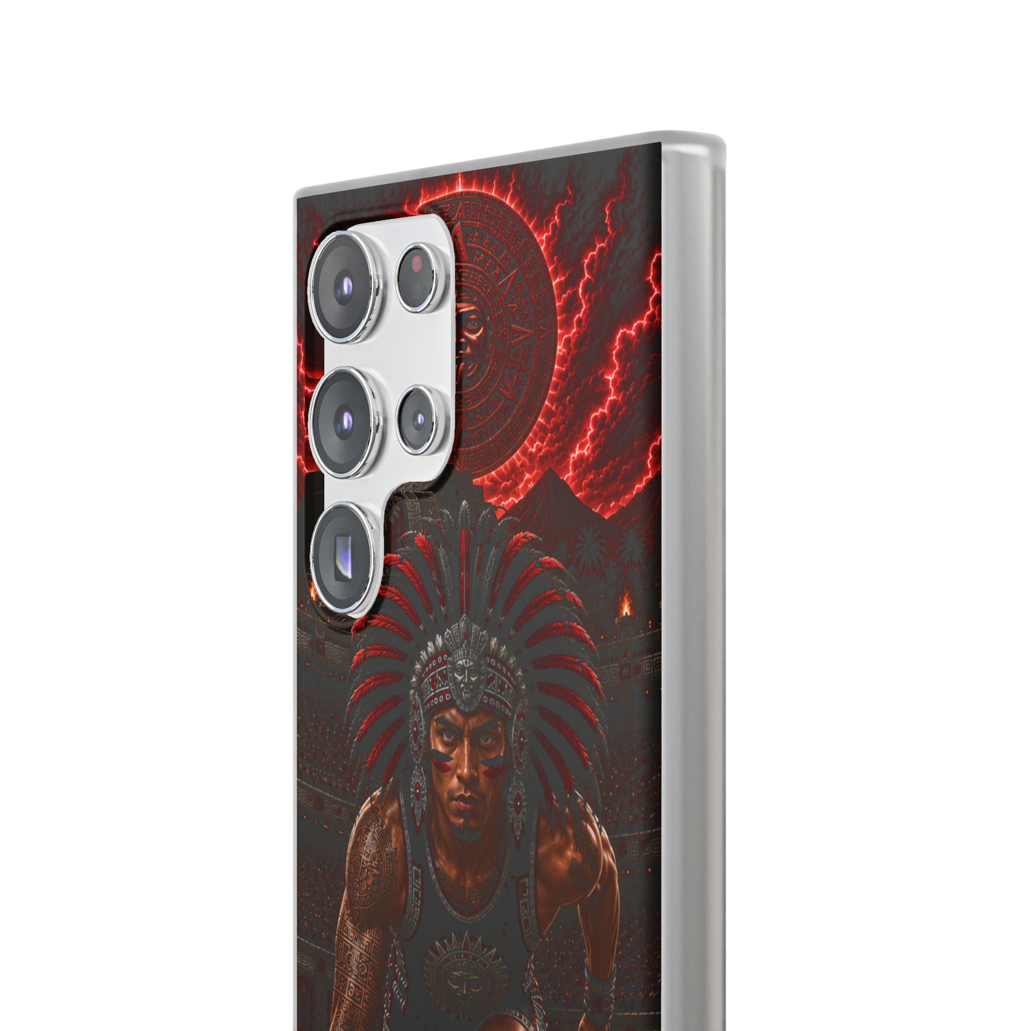Aztec Track & Field Male Warrior – Flexi Phone Case (iPhone & Samsung • Clear TPU • Made & Shipped in the USA • 🚚 FREE USA Shipping • Personalized Option)