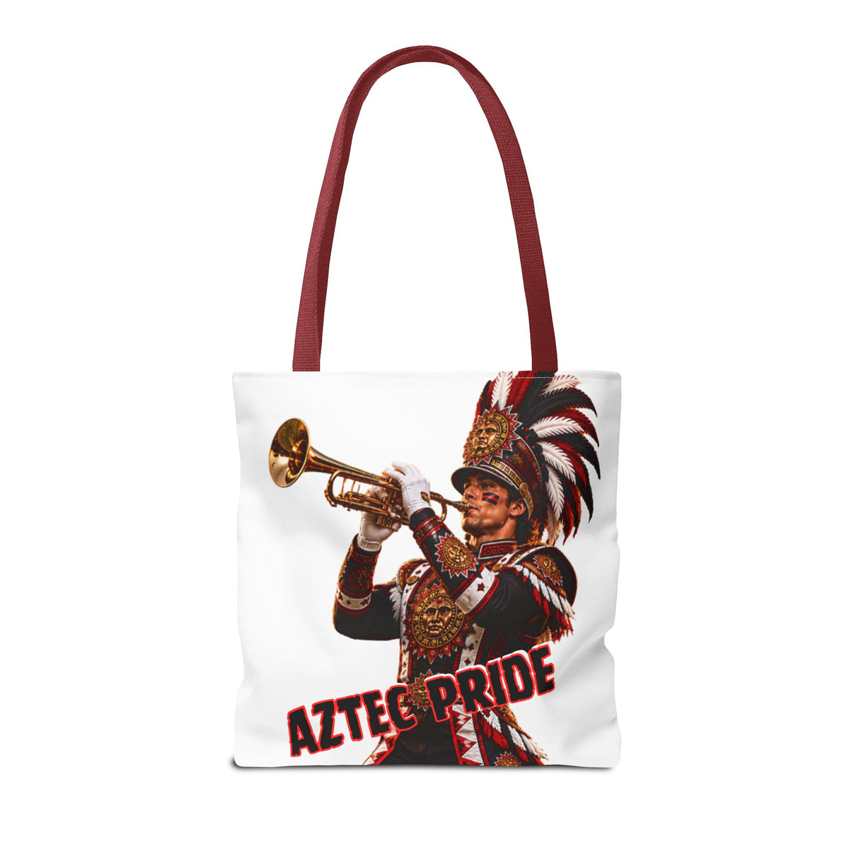 Aztec Trumpet Warrior Tote Bag | Aztec-Inspired AI Art • Made & Shipped in the USA • 🚚 FREE USA Shipping • FREE Personalization