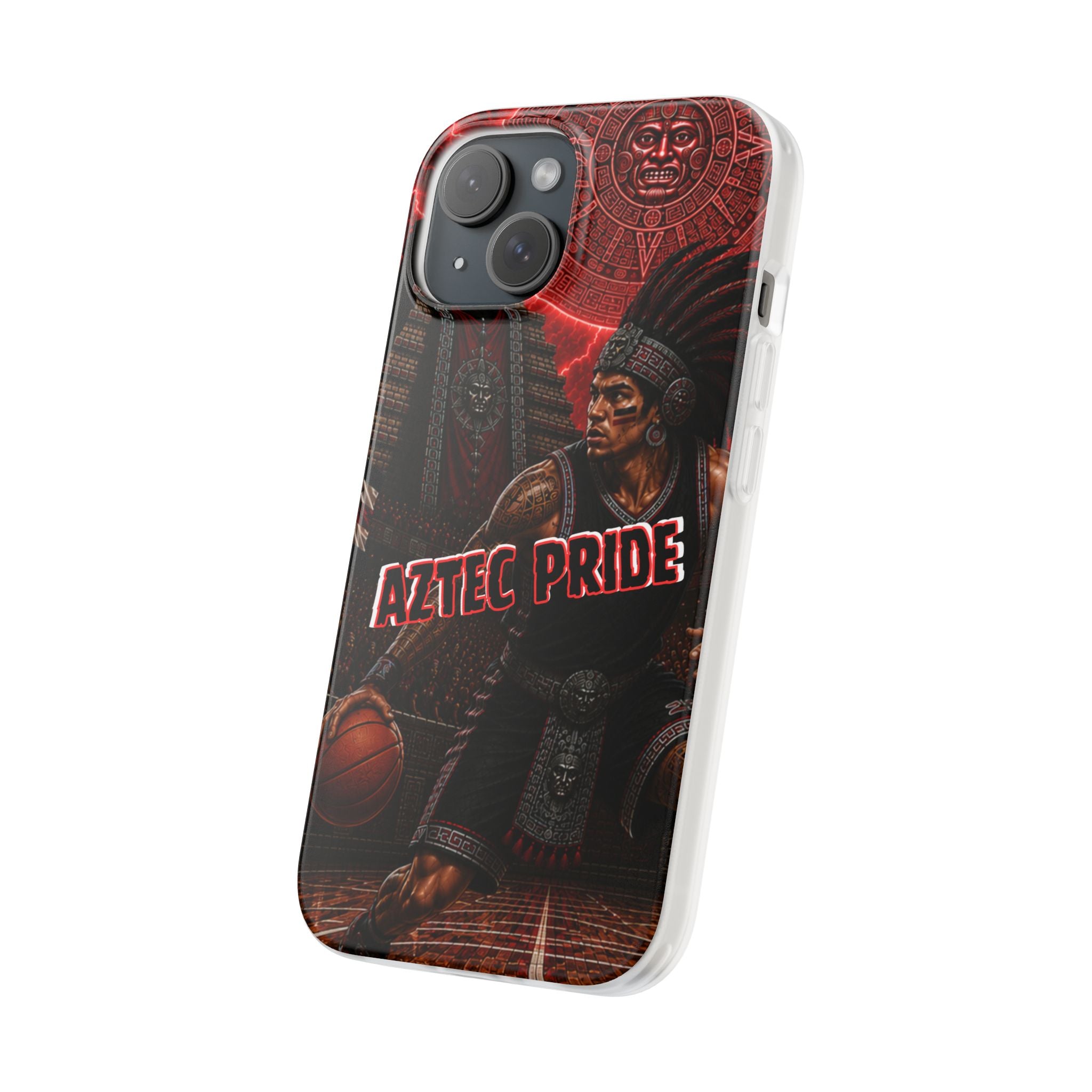 Aztec Basketall Warrior – Flexi Phone Case (iPhone & Samsung • Clear TPU • Made & Shipped in the USA • 🚚 FREE USA Shipping • Personalized Option)