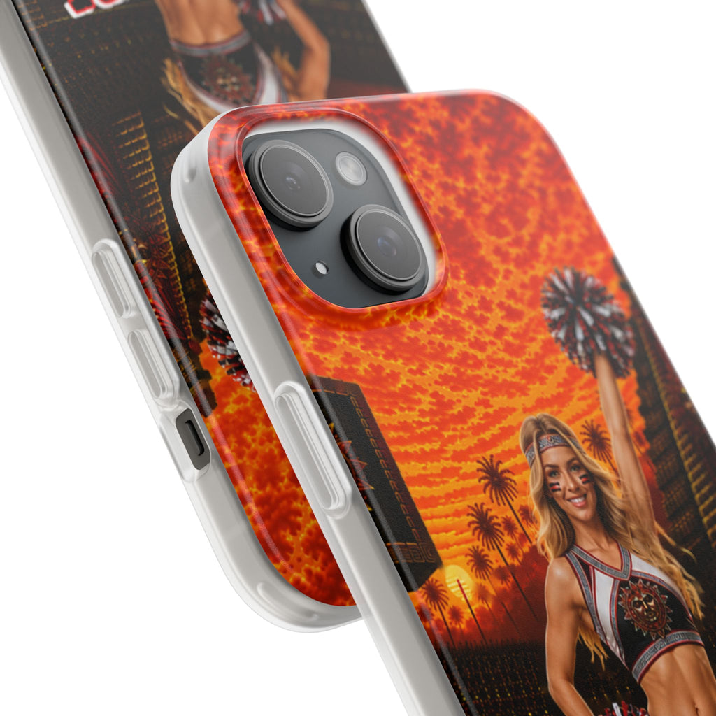 Aztec Cheerleader Warrior – Flexi Phone Case (iPhone & Samsung • Clear TPU • Made & Shipped in the USA • 🚚 FREE USA Shipping • Personalized Option)