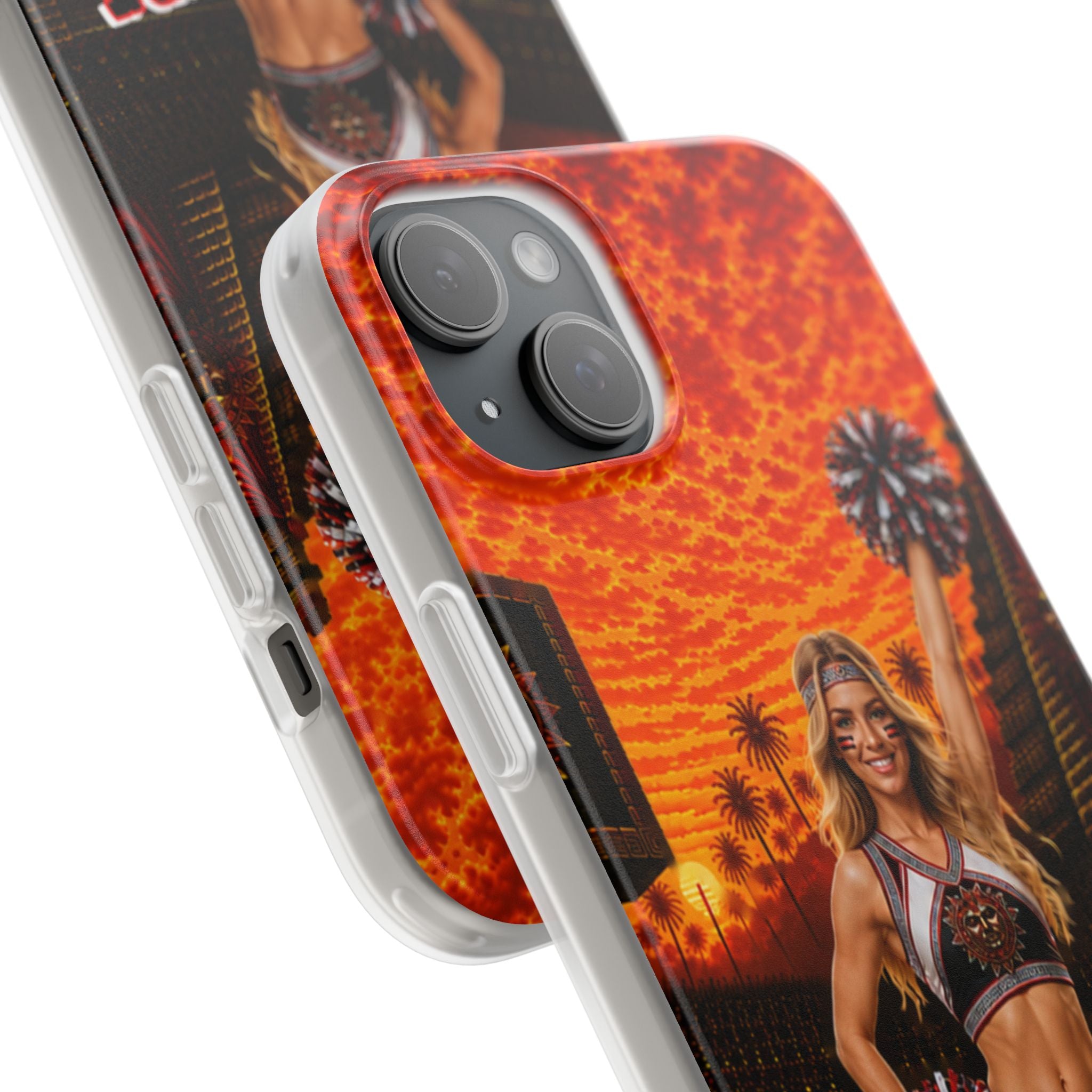 Aztec Cheerleader Warrior – Flexi Phone Case (iPhone & Samsung • Clear TPU • Made & Shipped in the USA • 🚚 FREE USA Shipping • Personalized Option)