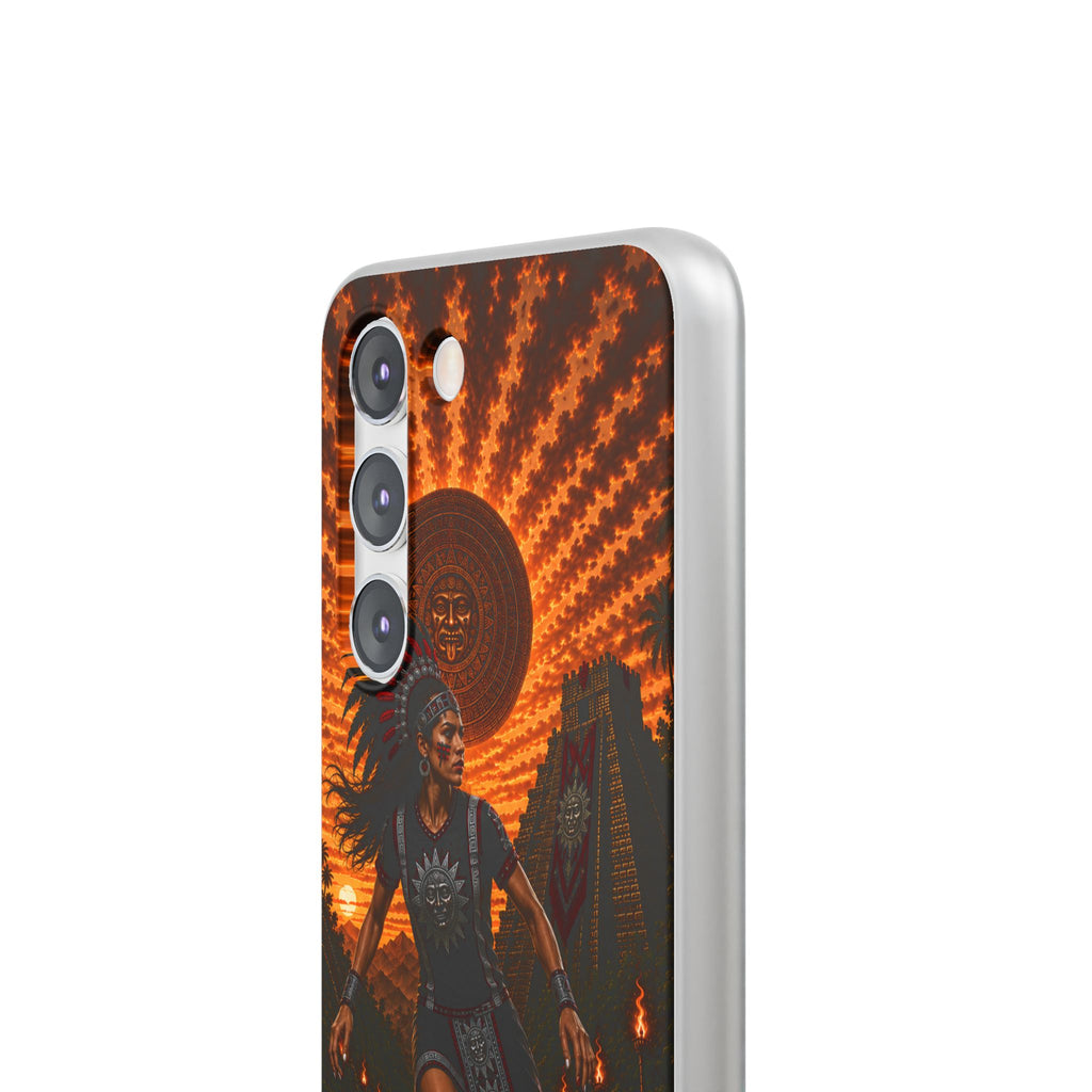 Aztec Soccer Female Warrior – Flexi Phone Case (iPhone & Samsung • Clear TPU • Made & Shipped in the USA • 🚚 FREE USA Shipping • Personalized Option)