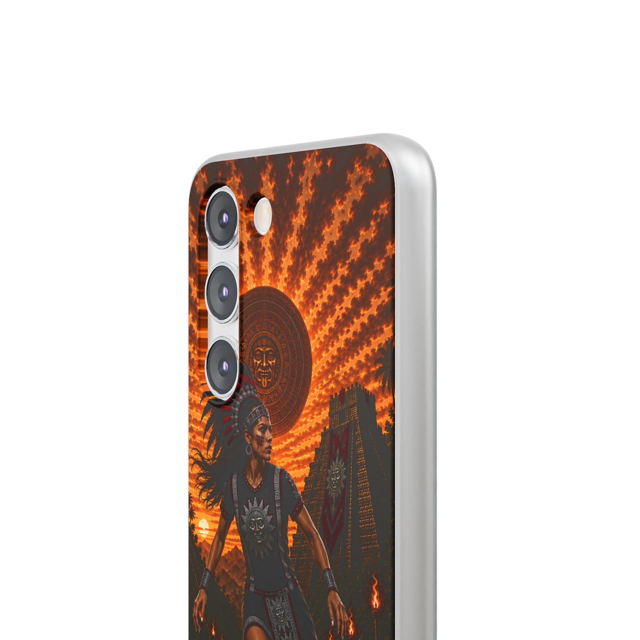 Aztec Soccer Female Warrior – Flexi Phone Case (iPhone & Samsung • Clear TPU • Made & Shipped in the USA • 🚚 FREE USA Shipping • Personalized Option)