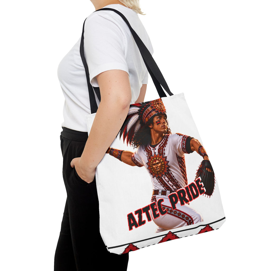 Aztec Baseball Warrior Tote Bag | Aztec-Inspired AI Art • Made & Shipped in the USA • 🚚 FREE USA Shipping • FREE Personalization