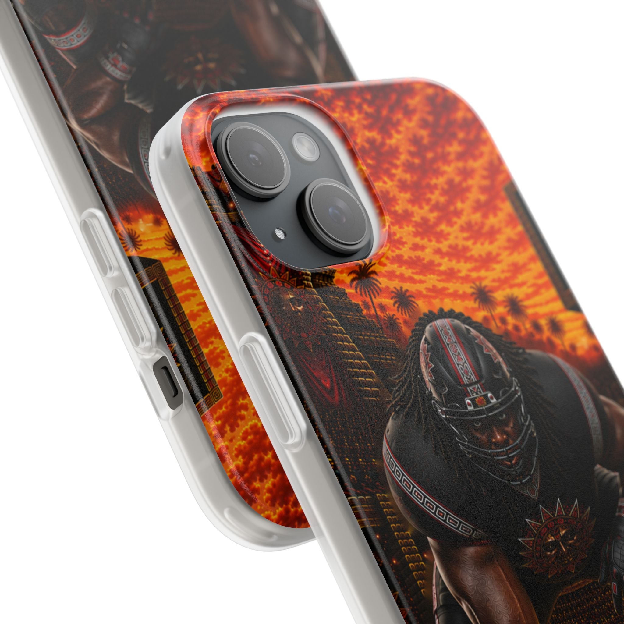 Aztec Football Warrior – Flexi Phone Case (iPhone & Samsung • Clear TPU • Made & Shipped in the USA • 🚚 FREE USA Shipping • Personalized Option)