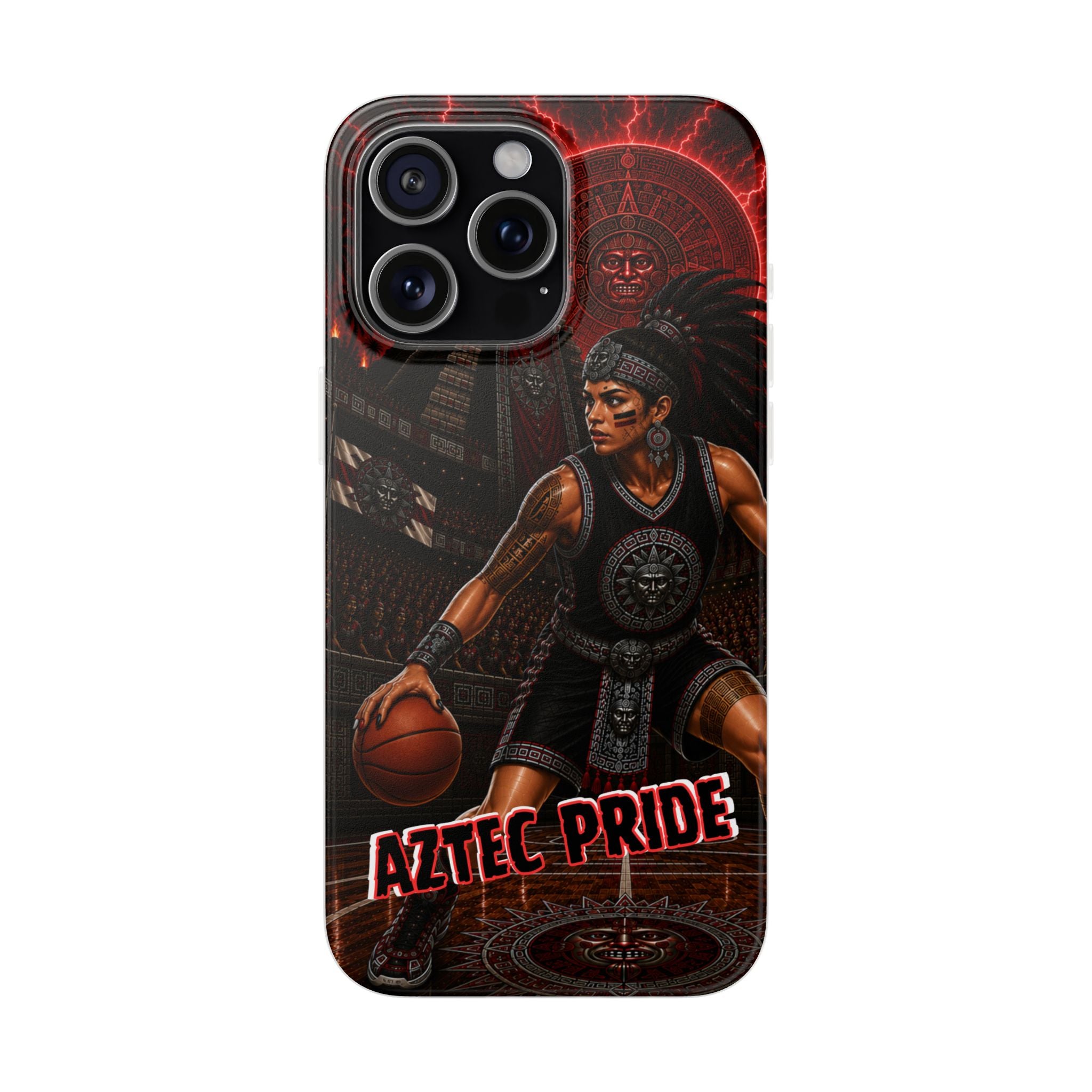 Aztec Basketball Female Warrior – Flexi Phone Case (iPhone & Samsung • Clear TPU • Made & Shipped in the USA • 🚚 FREE USA Shipping • Personalized Option)