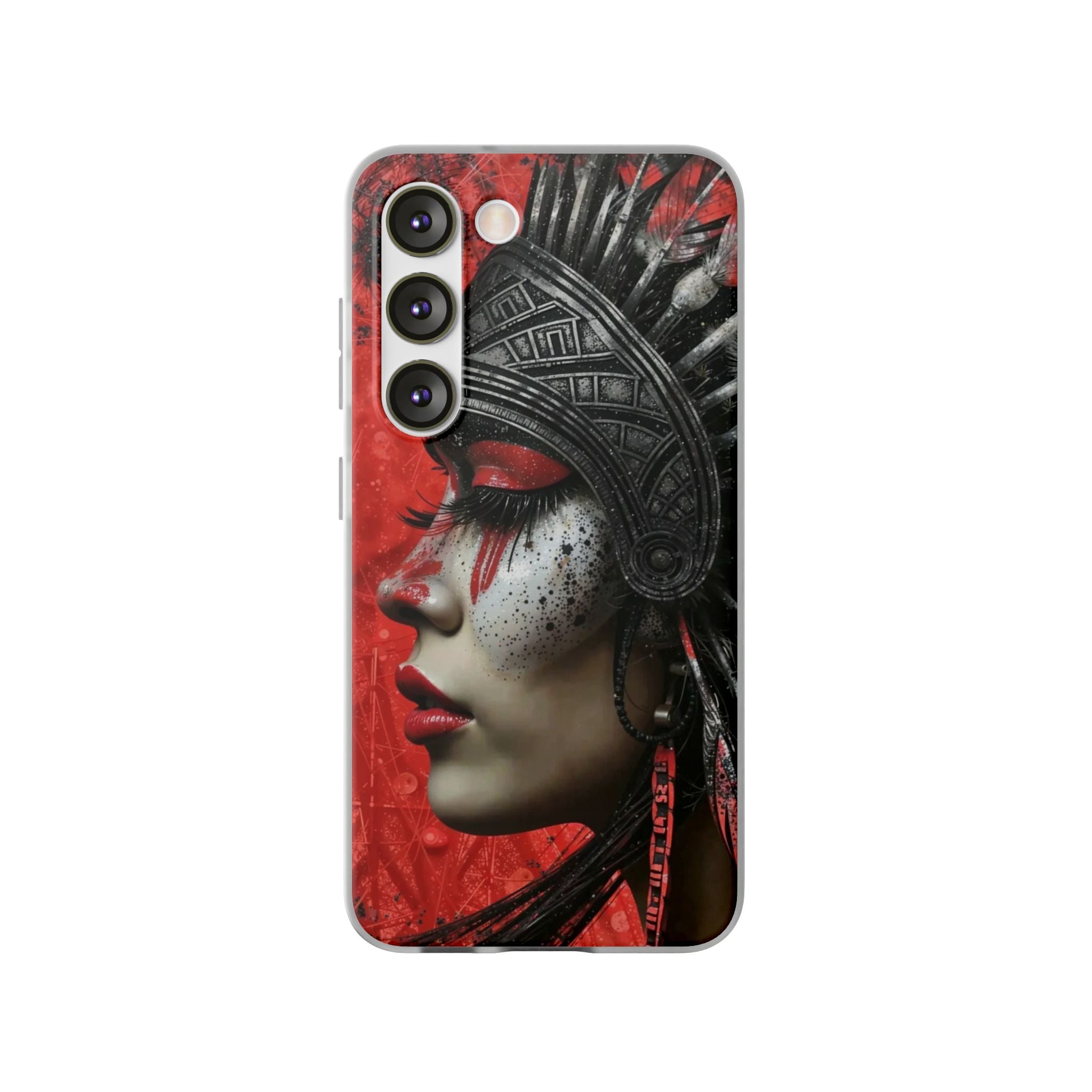 Aztec Fearless Goddess – Flexi Phone Case (iPhone & Samsung • Clear TPU • Made in USA • Personalized Option)