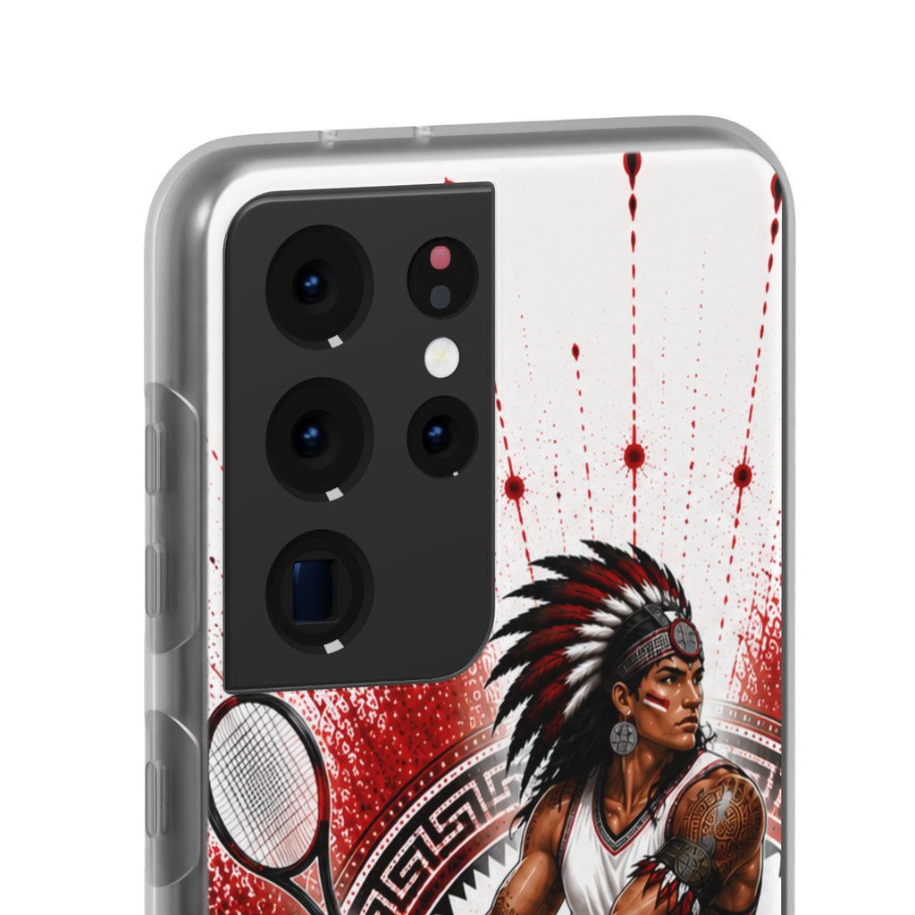 Aztec Tennis Male Warrior – Flexi Phone Case (iPhone & Samsung • Clear TPU • Made & Shipped in the USA • 🚚 FREE USA Shipping • Personalized Option)