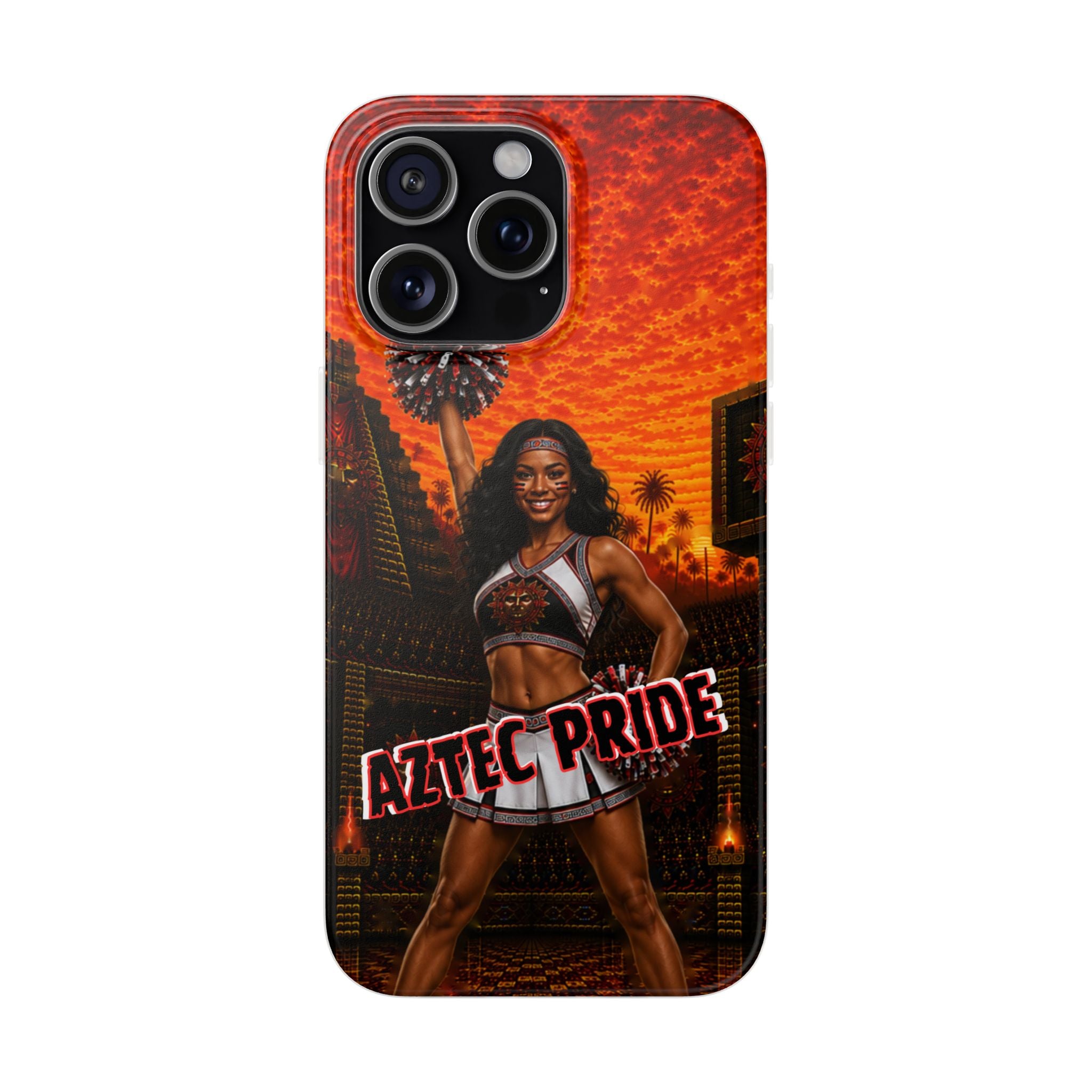 Aztec Cheerleader Warrior – Flexi Phone Case (iPhone & Samsung • Clear TPU • Made & Shipped in the USA • 🚚 FREE USA Shipping • Personalized Option)