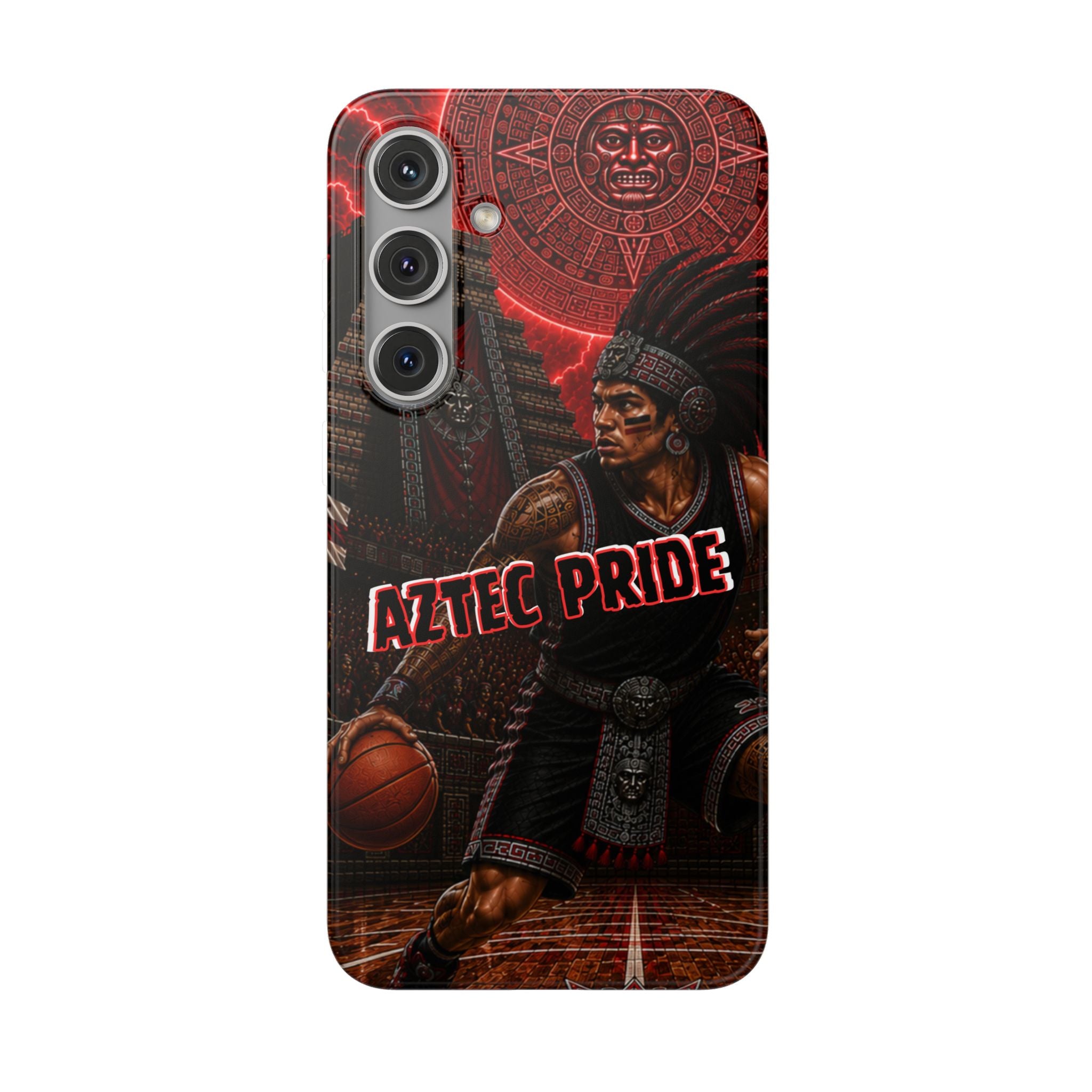 Aztec Basketall Warrior – Flexi Phone Case (iPhone & Samsung • Clear TPU • Made & Shipped in the USA • 🚚 FREE USA Shipping • Personalized Option)