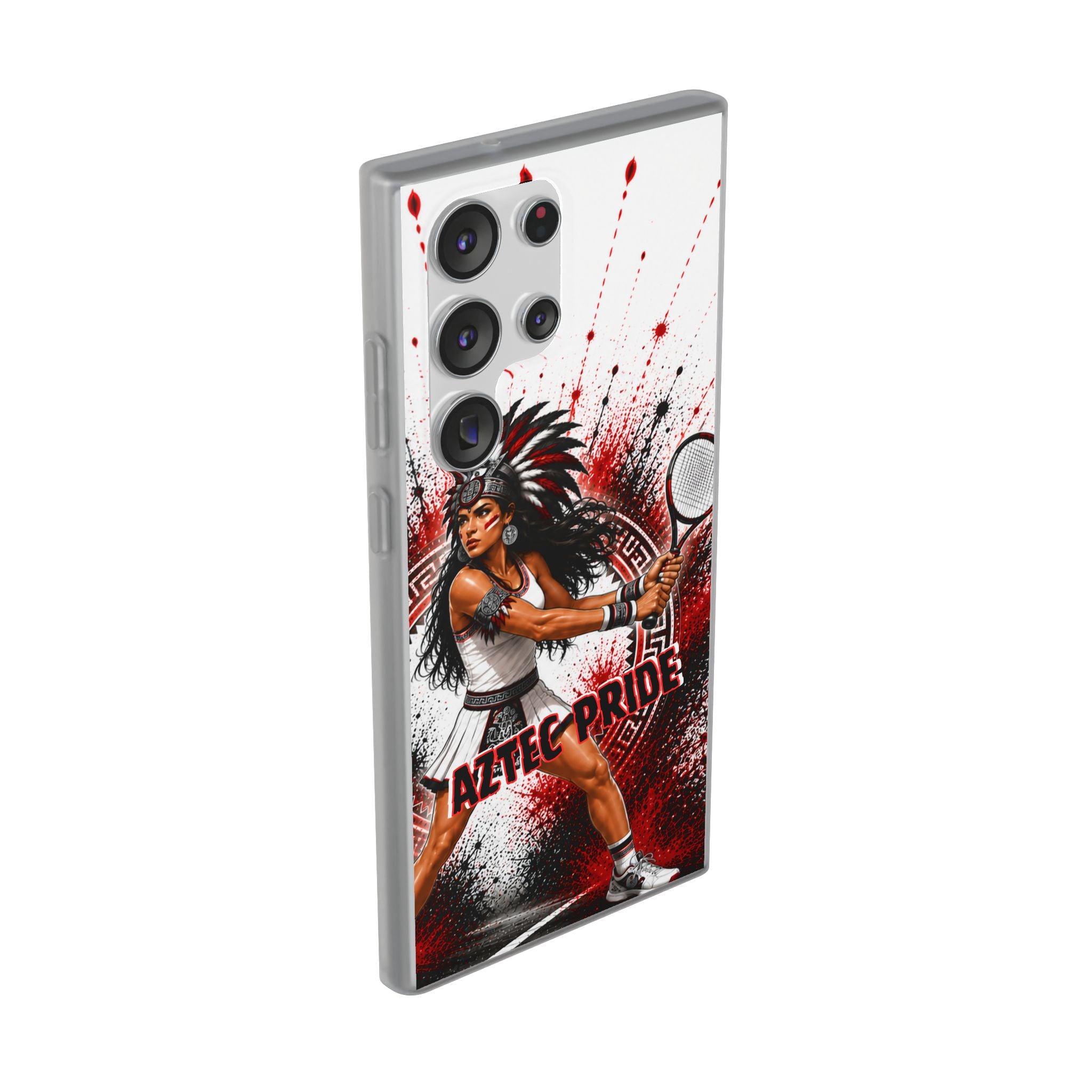 Aztec Tennis Female Warrior – Flexi Phone Case (iPhone & Samsung • Clear TPU • Made & Shipped in the USA • 🚚 FREE USA Shipping • Personalized Option)