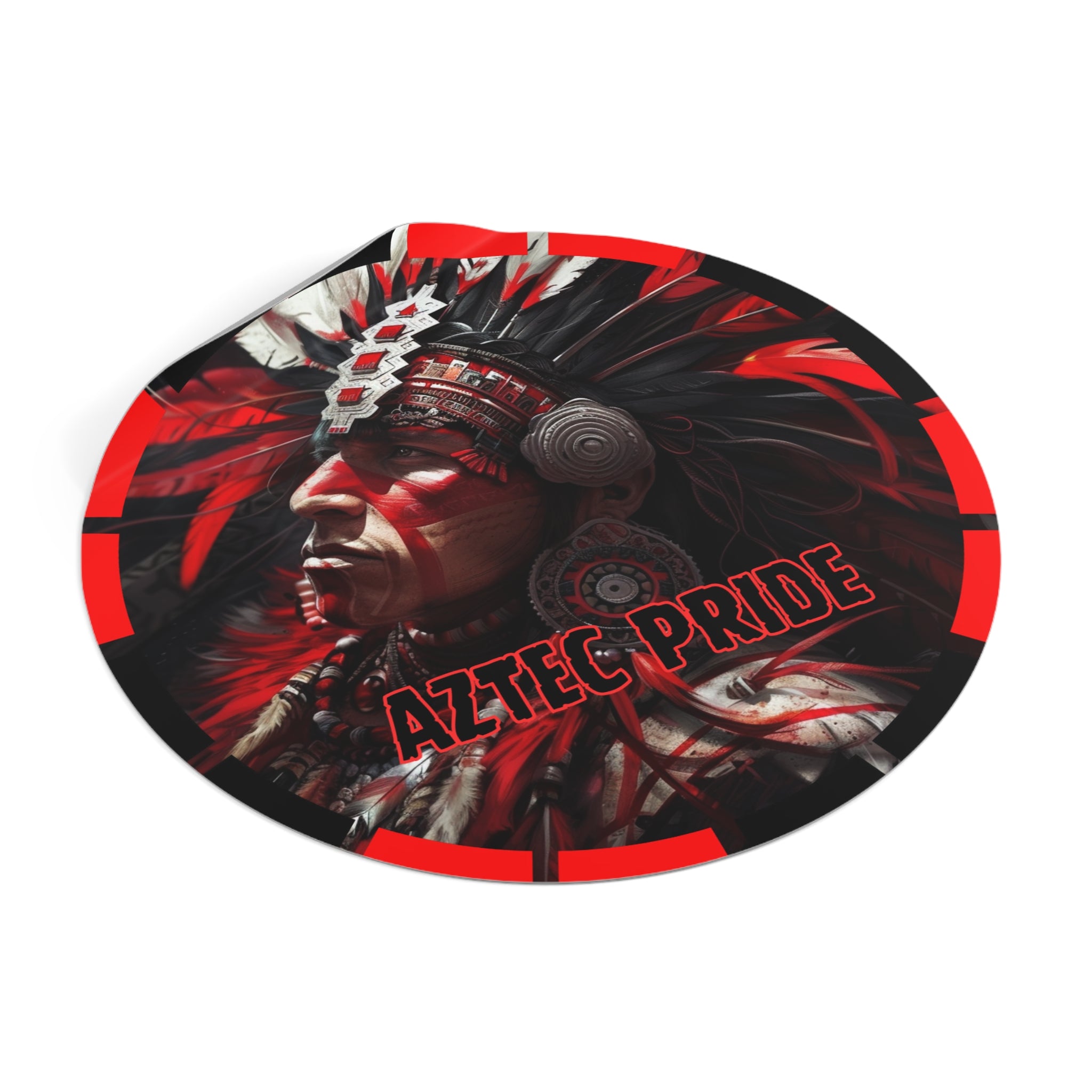 Aztec Loyal Warrior Round Vinyl Sticker - Waterproof Matte Decal (2"-6")