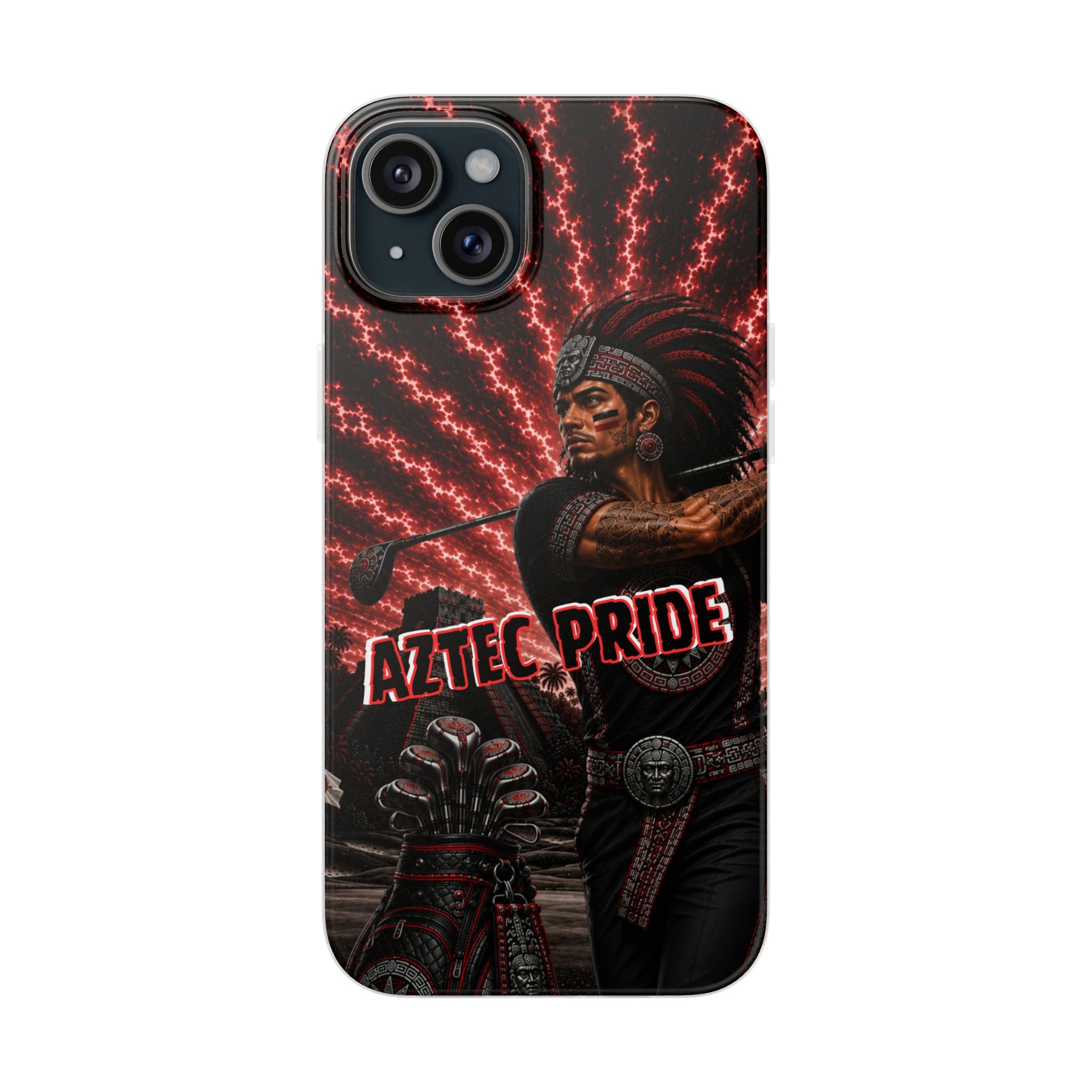 Aztec Golf Male Warrior – Flexi Phone Case (iPhone & Samsung • Clear TPU • Made & Shipped in the USA • 🚚 FREE USA Shipping • Personalized Option)