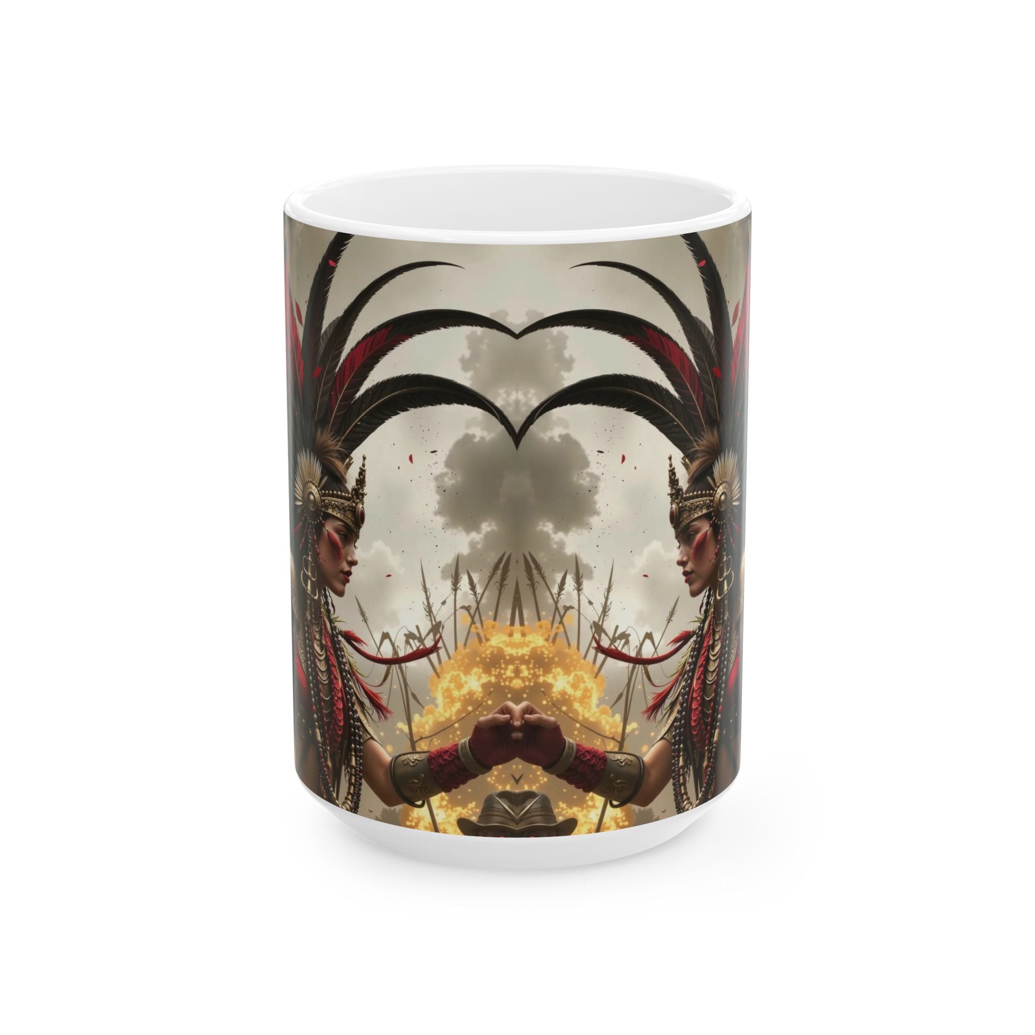 Aztec Warrior Queen – Ceramic Mug (11oz, 15oz • Dishwasher & Microwave Safe • Made in USA • Personalized Option)