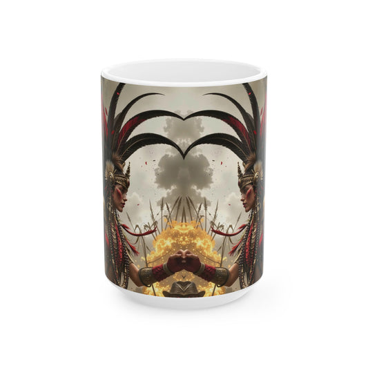 Aztec Warrior Queen – Ceramic Mug (11oz, 15oz • Dishwasher & Microwave Safe • Made in USA • Personalized Option)