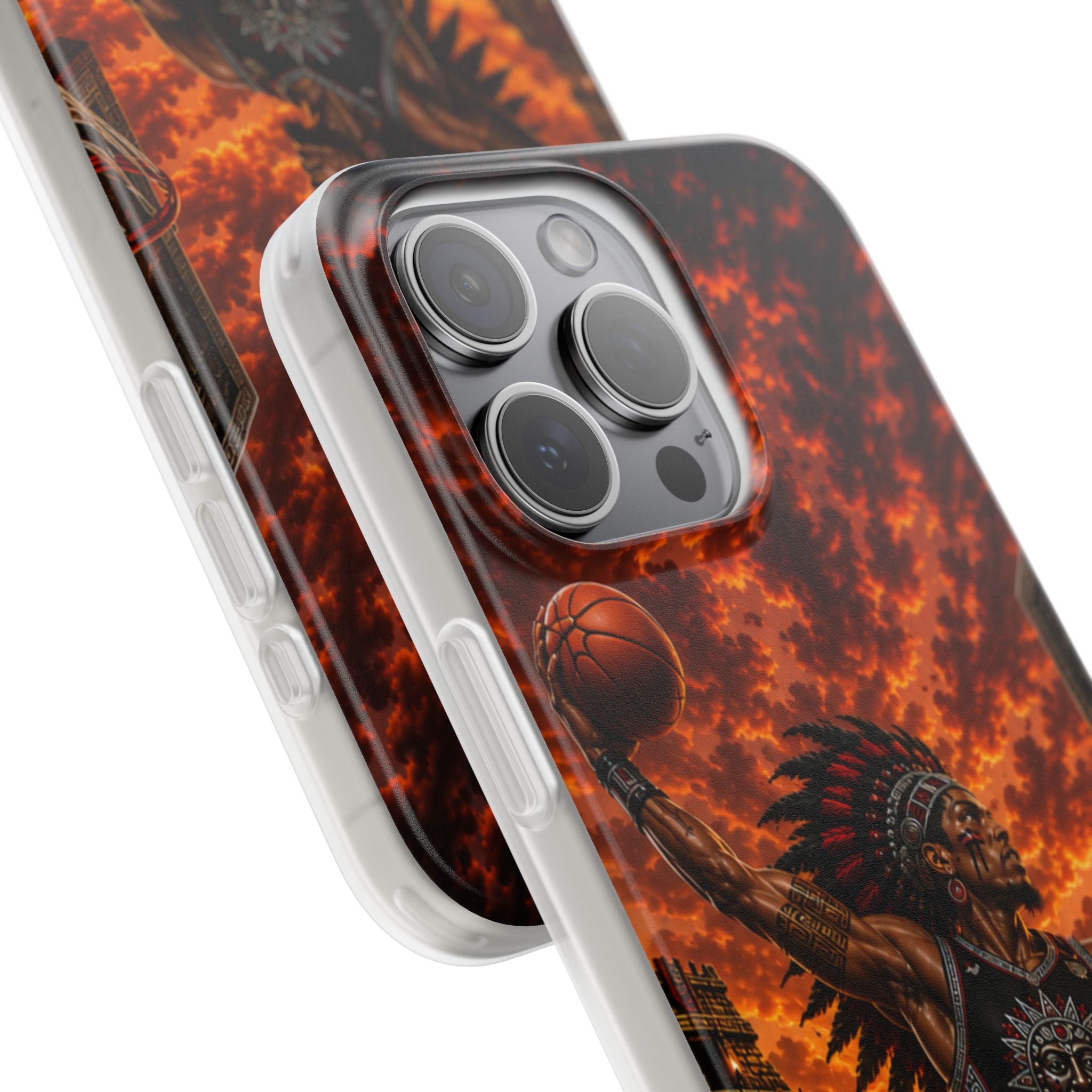 Aztec Basketball Male Warrior – Flexi Phone Case (iPhone & Samsung • Clear TPU • Made & Shipped in the USA • 🚚 FREE USA Shipping • Personalized Option)