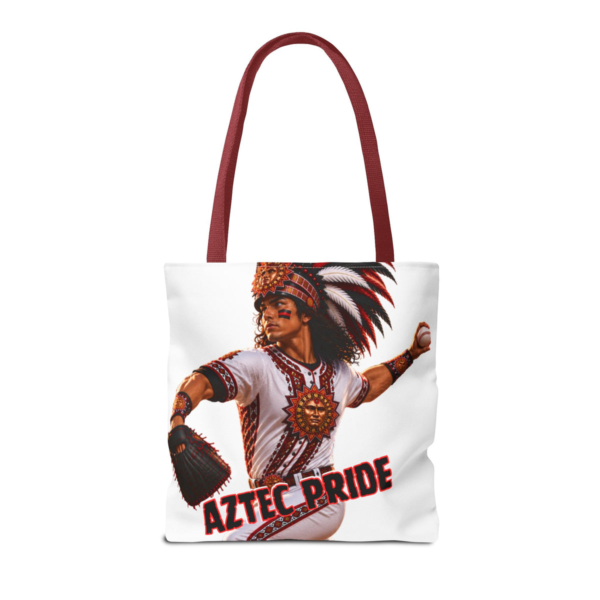 Aztec Baseball Warrior Tote Bag | Aztec-Inspired AI Art • Made & Shipped in the USA • 🚚 FREE USA Shipping • FREE Personalization