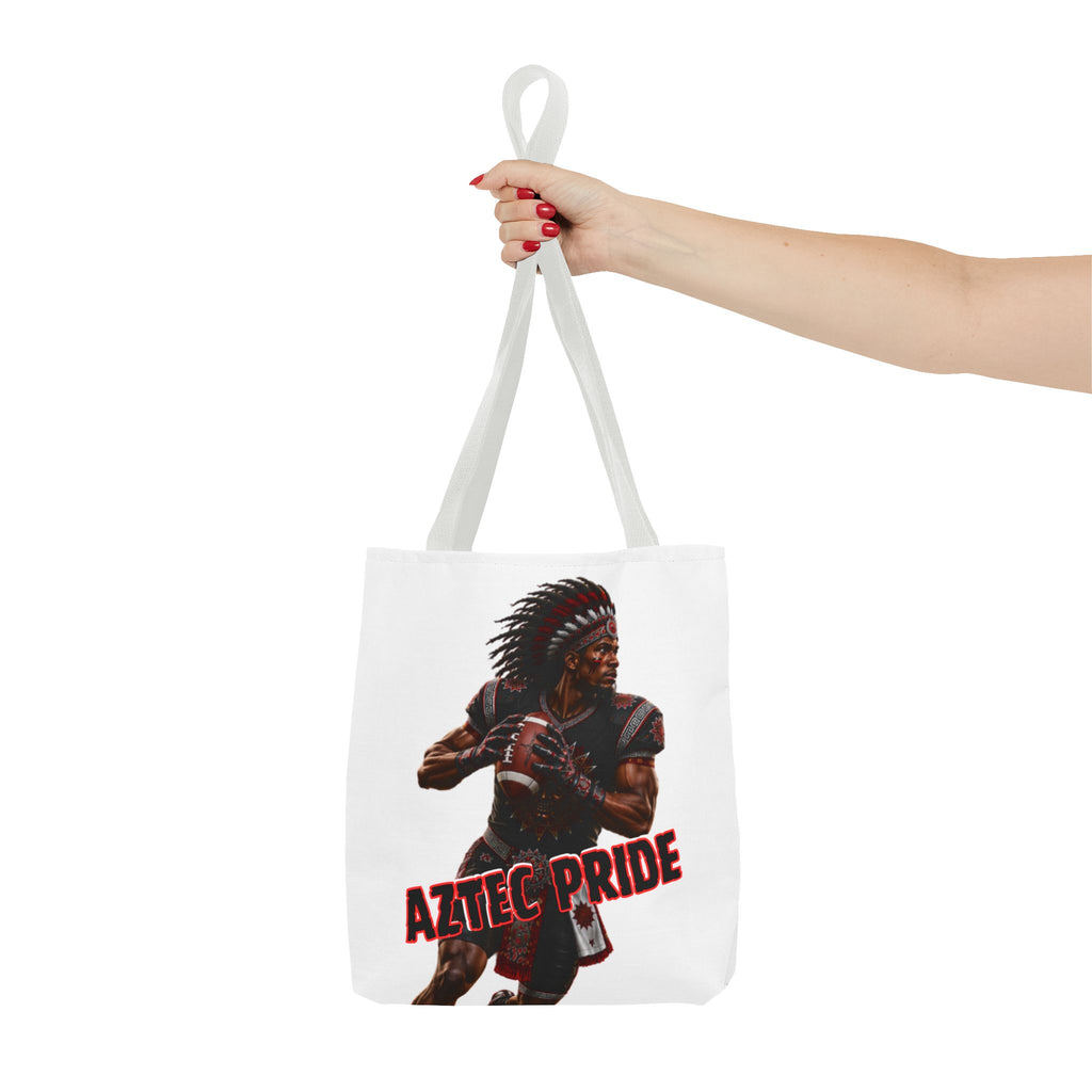 Aztec Football Quarterback Warrior Tote Bag | Aztec-Inspired AI Art • Made & Shipped in the USA • 🚚 FREE USA Shipping • FREE Personalization