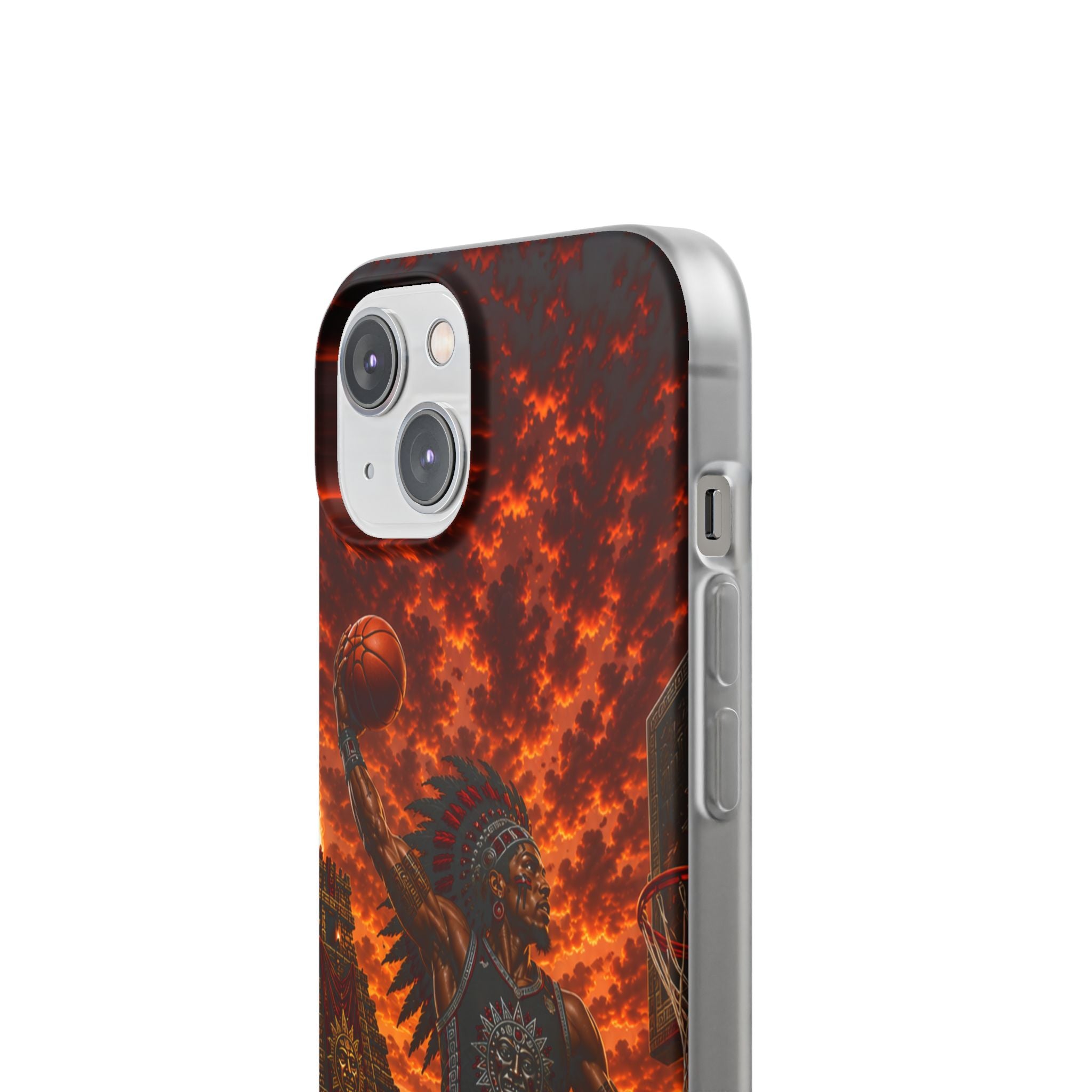 Aztec Basketball Male Warrior – Flexi Phone Case (iPhone & Samsung • Clear TPU • Made & Shipped in the USA • 🚚 FREE USA Shipping • Personalized Option)