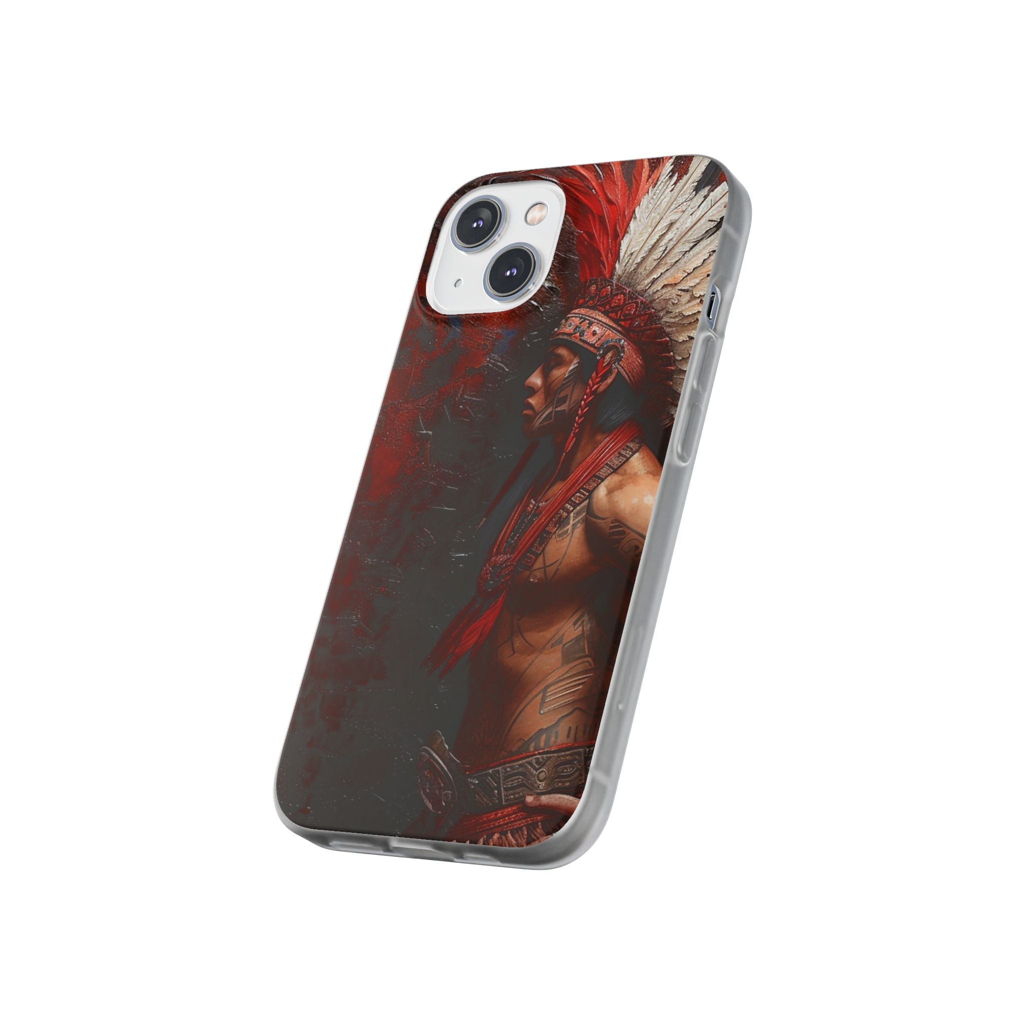 Aztec Noble Warrior – Flexi Phone Case (iPhone & Samsung • Clear TPU • Made in USA • Personalized Option)