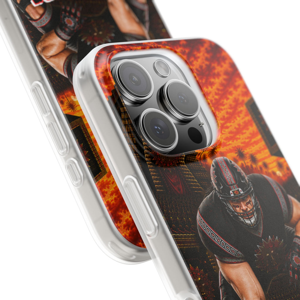 Aztec Football Warrior – Flexi Phone Case (iPhone & Samsung • Clear TPU • Made & Shipped in the USA • 🚚 FREE USA Shipping • Personalized Option)