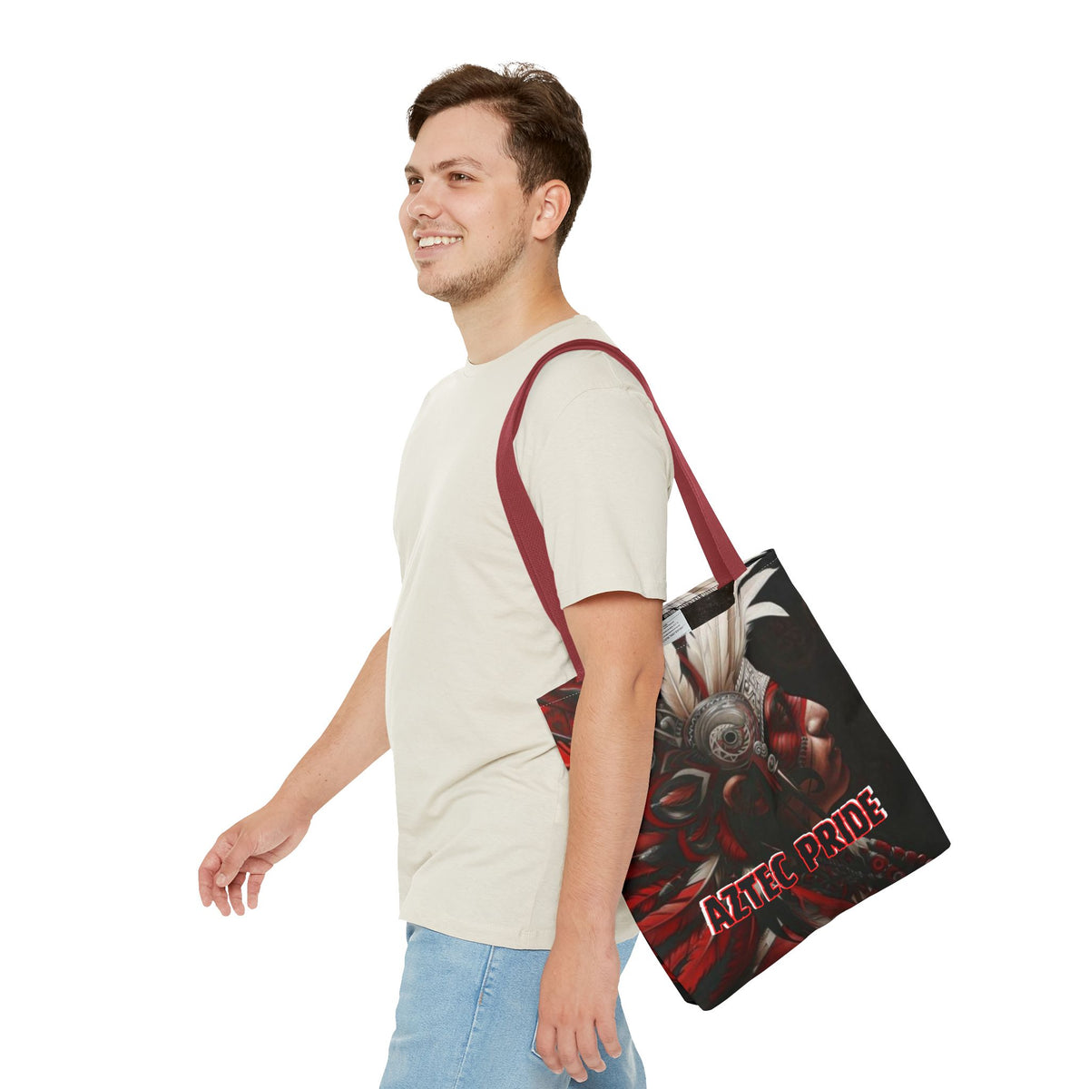 Aztec Warrior King Tote Bag – Aztec-Inspired Reusable Shopping Bag | GringoArte