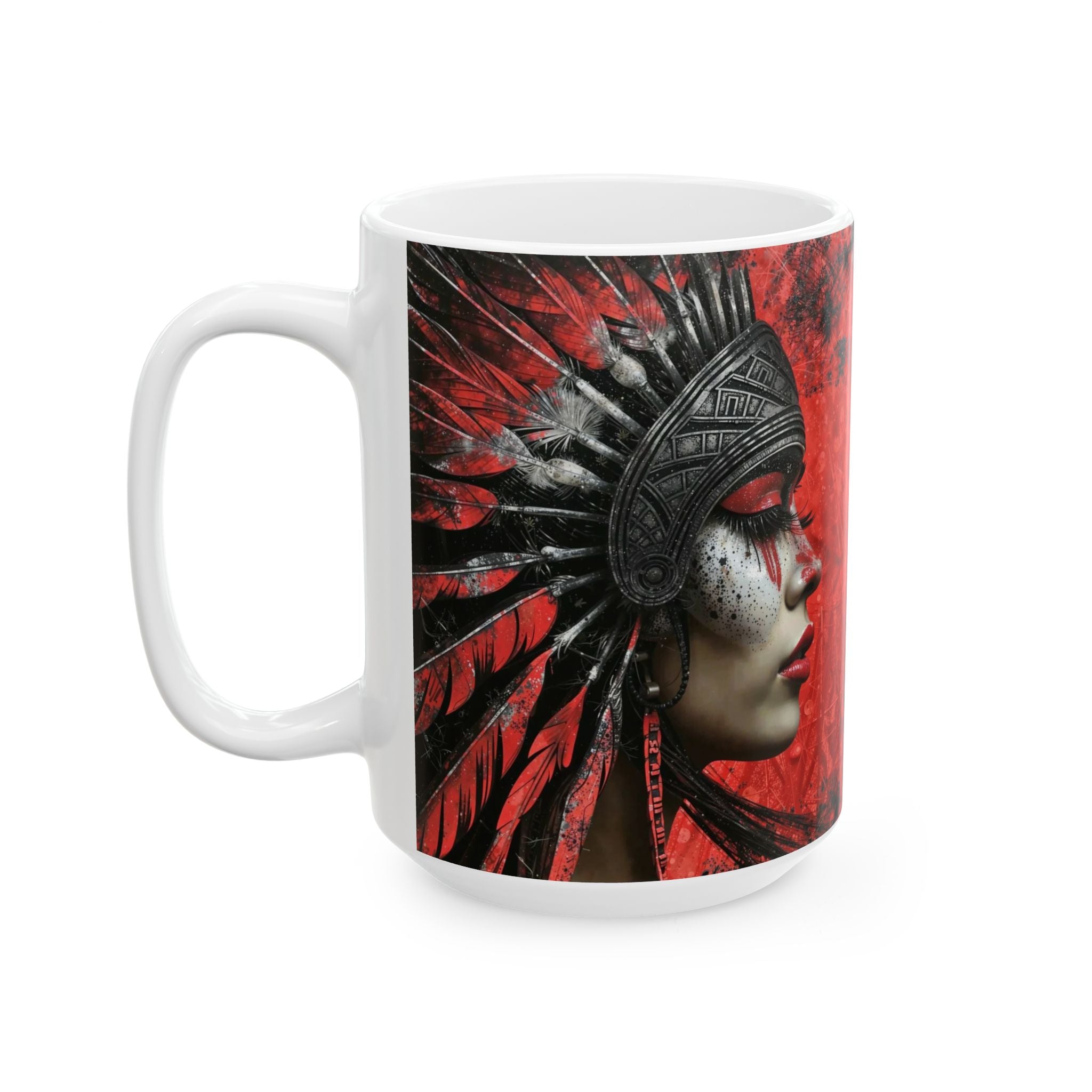 Aztec Fearless Goddess – Ceramic Mug (11oz, 15oz • Dishwasher & Microwave Safe • Made in USA • Personalized Option)
