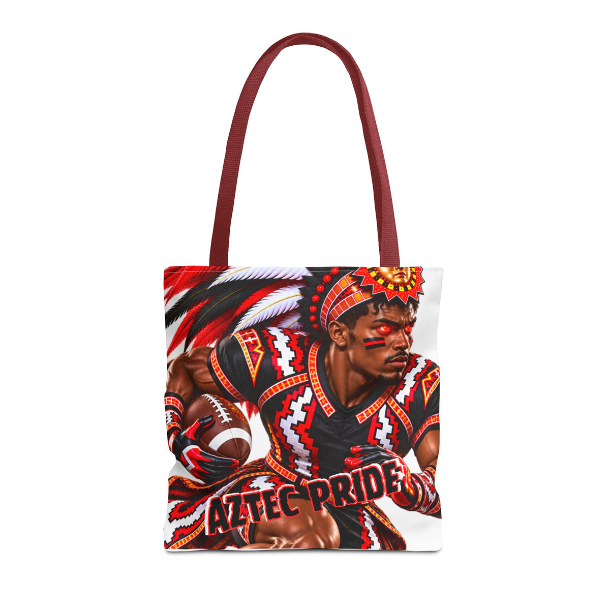Aztec Football RB Warrior Tote Bag | Aztec-Inspired AI Art • Made & Shipped in the USA • 🚚 FREE USA Shipping • FREE Personalization