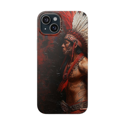 Aztec Noble Warrior – Flexi Phone Case (iPhone & Samsung • Clear TPU • Made in USA • Personalized Option)