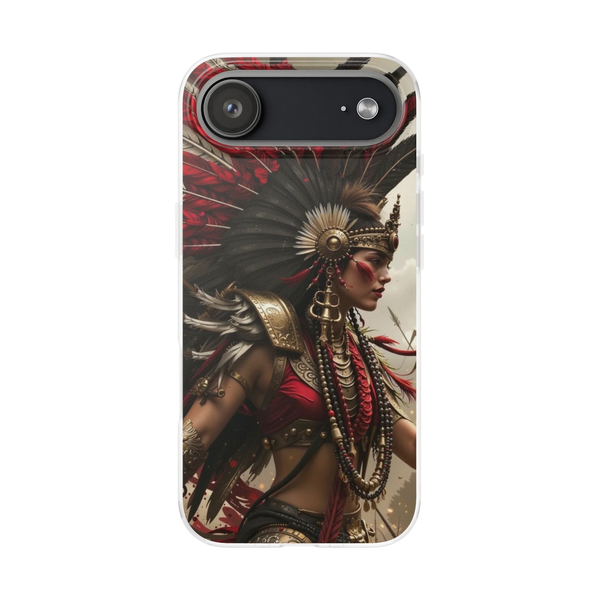 Aztec Warrior Queen – Flexi Phone Case (iPhone & Samsung • Clear TPU • Made in USA • Personalized Option)