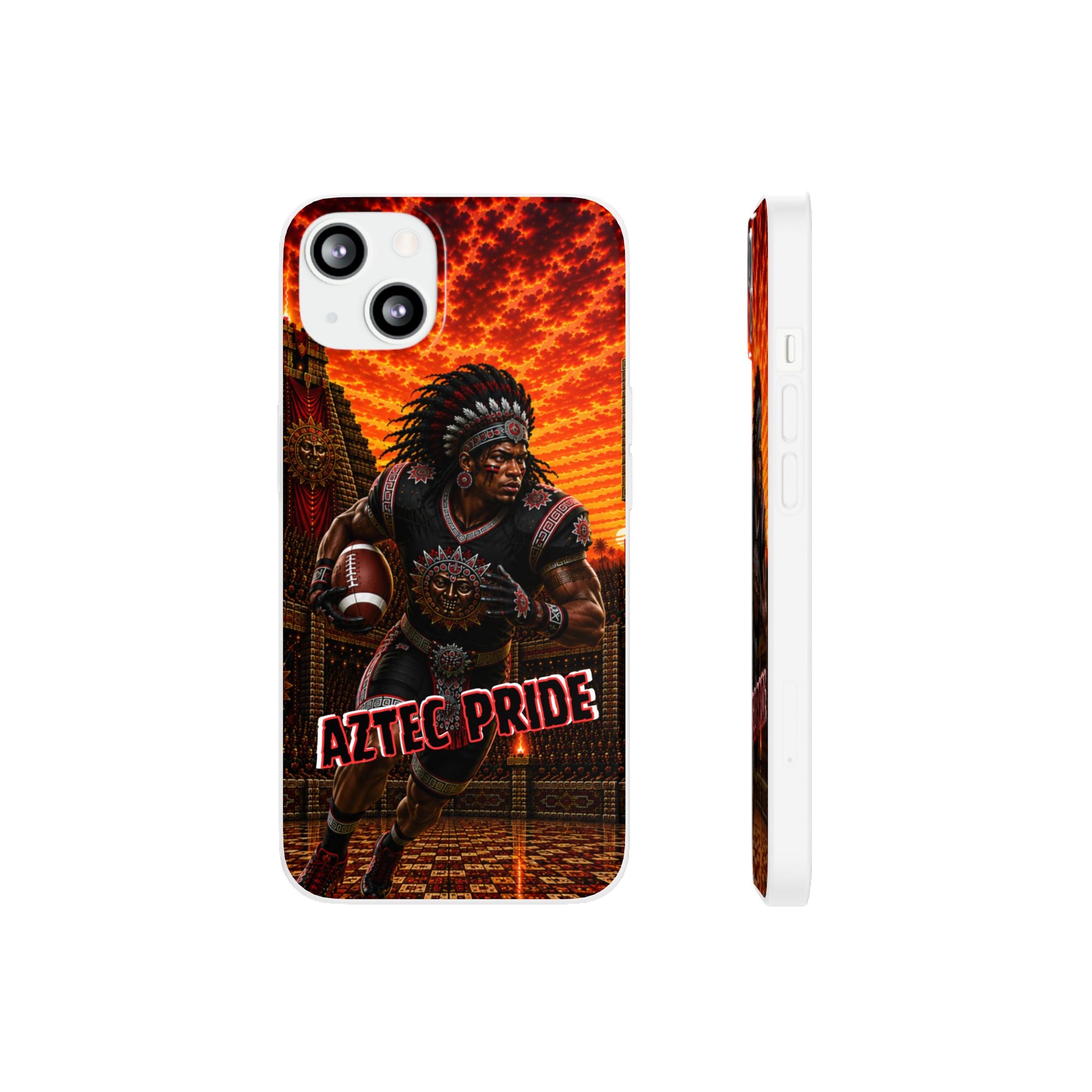 Aztec Football Warrior – Flexi Phone Case (iPhone & Samsung • Clear TPU • Made & Shipped in the USA • 🚚 FREE USA Shipping • Personalized Option)