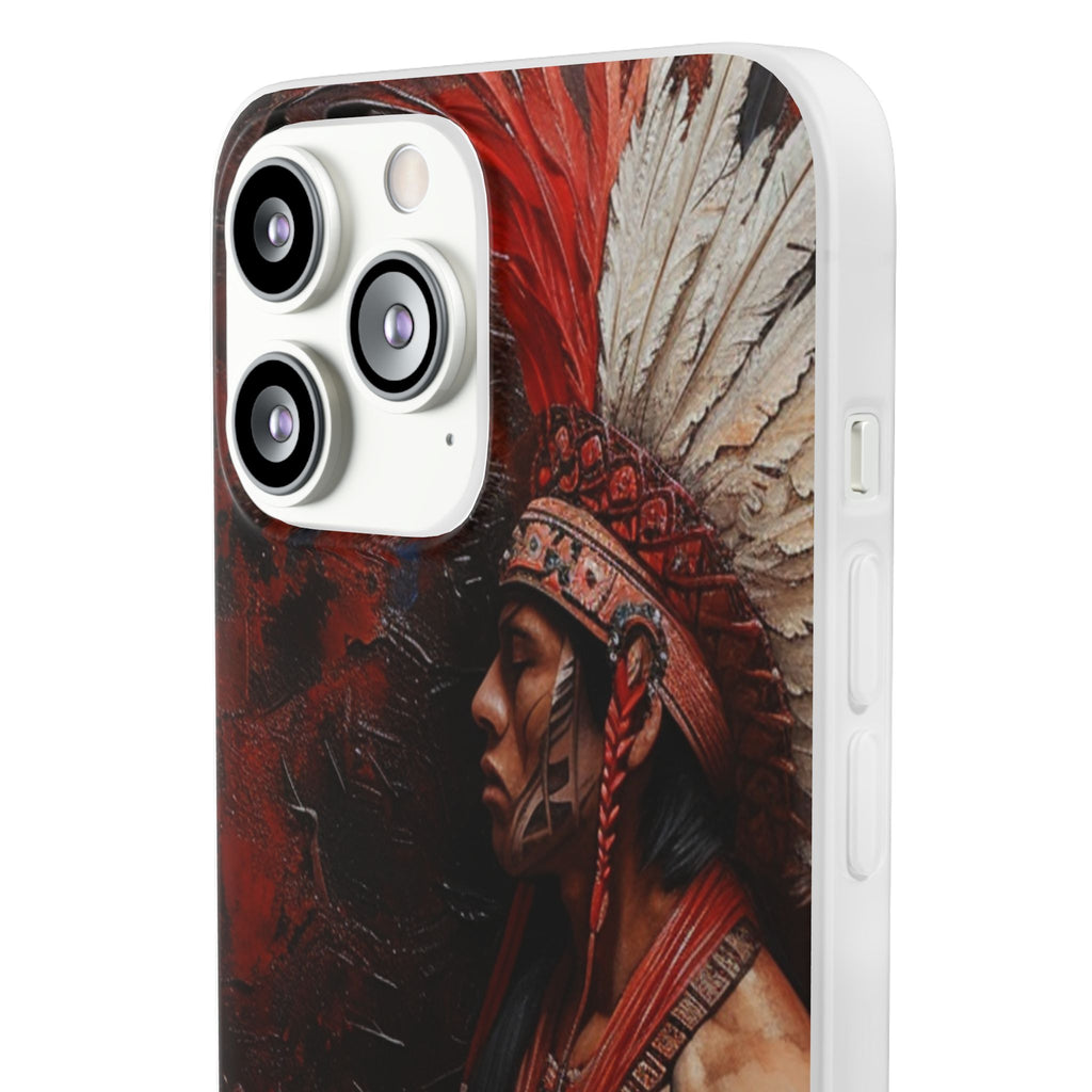 Aztec Noble Warrior – Flexi Phone Case (iPhone & Samsung • Clear TPU • Made in USA • Personalized Option)