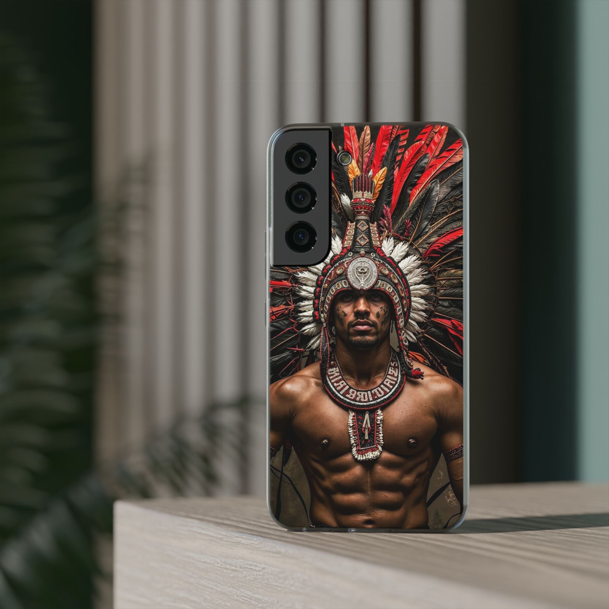 Aztec Warrior Eagle – Flexi Phone Case (iPhone & Samsung • Clear TPU • Made in USA • Personalized Option)